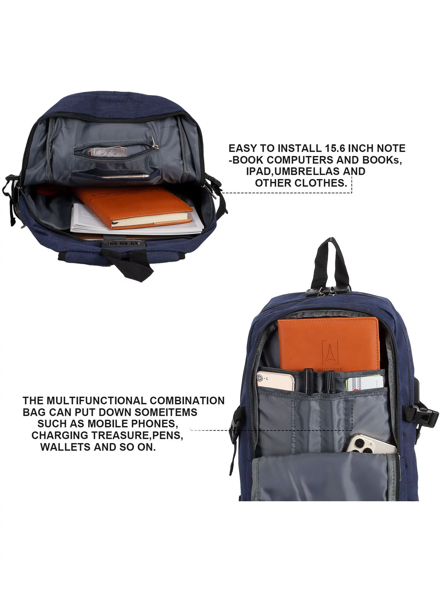 Deago Travel Laptop Backpack for Men Women Business Anti Theft Backpack with USB Charging Port Water Resistant College School Computer Bag, Gray