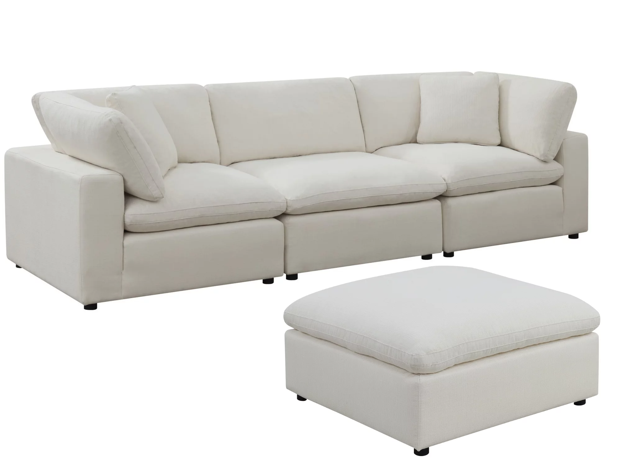 Cloud Down Modular Sectional Sofa 4-Piece Reversible Chaise Feather Couch
