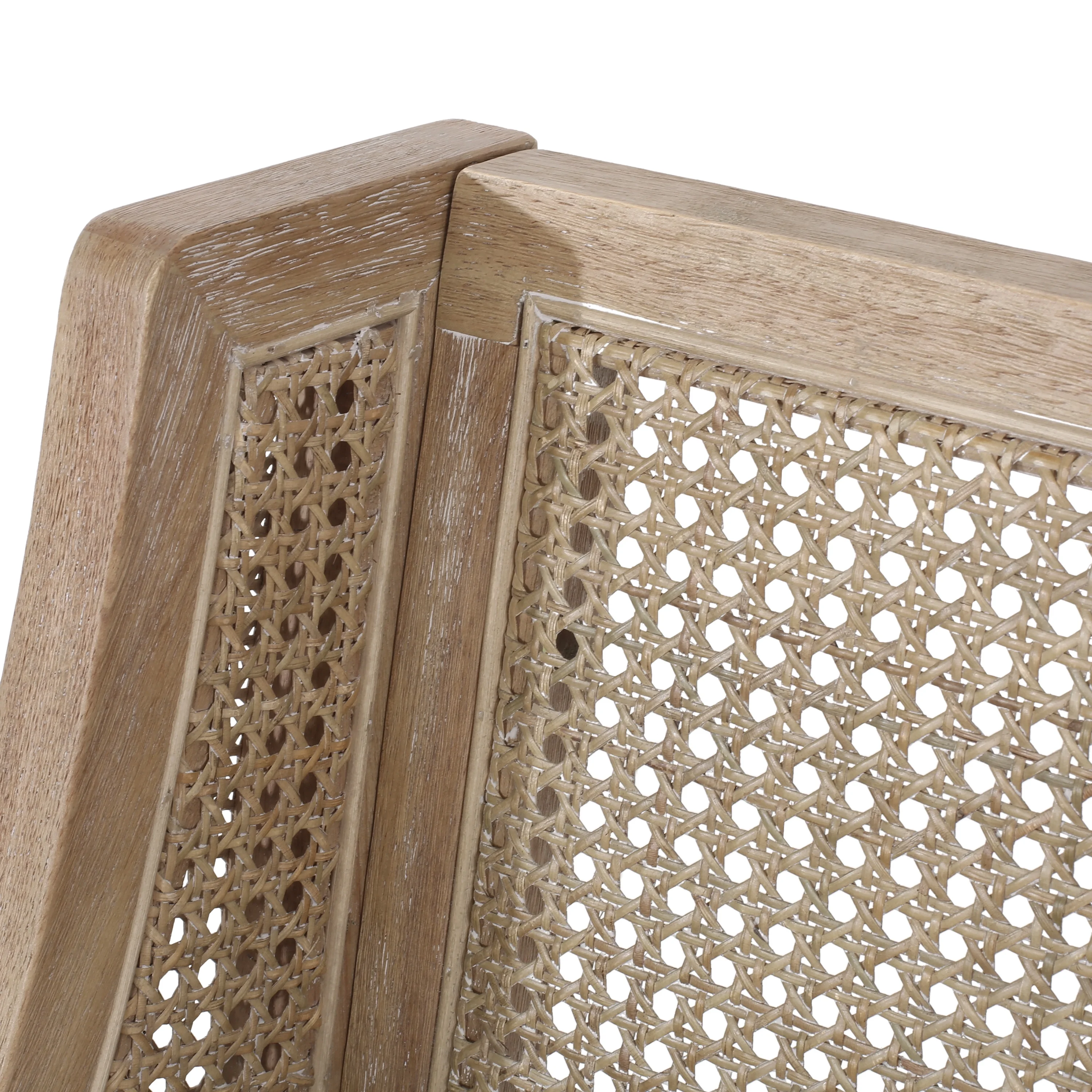 GDF Studio Oneida Rustic Fabric Upholstered Wood and Cane 30 inch Barstools, Set of 2, Charcoal and Natural