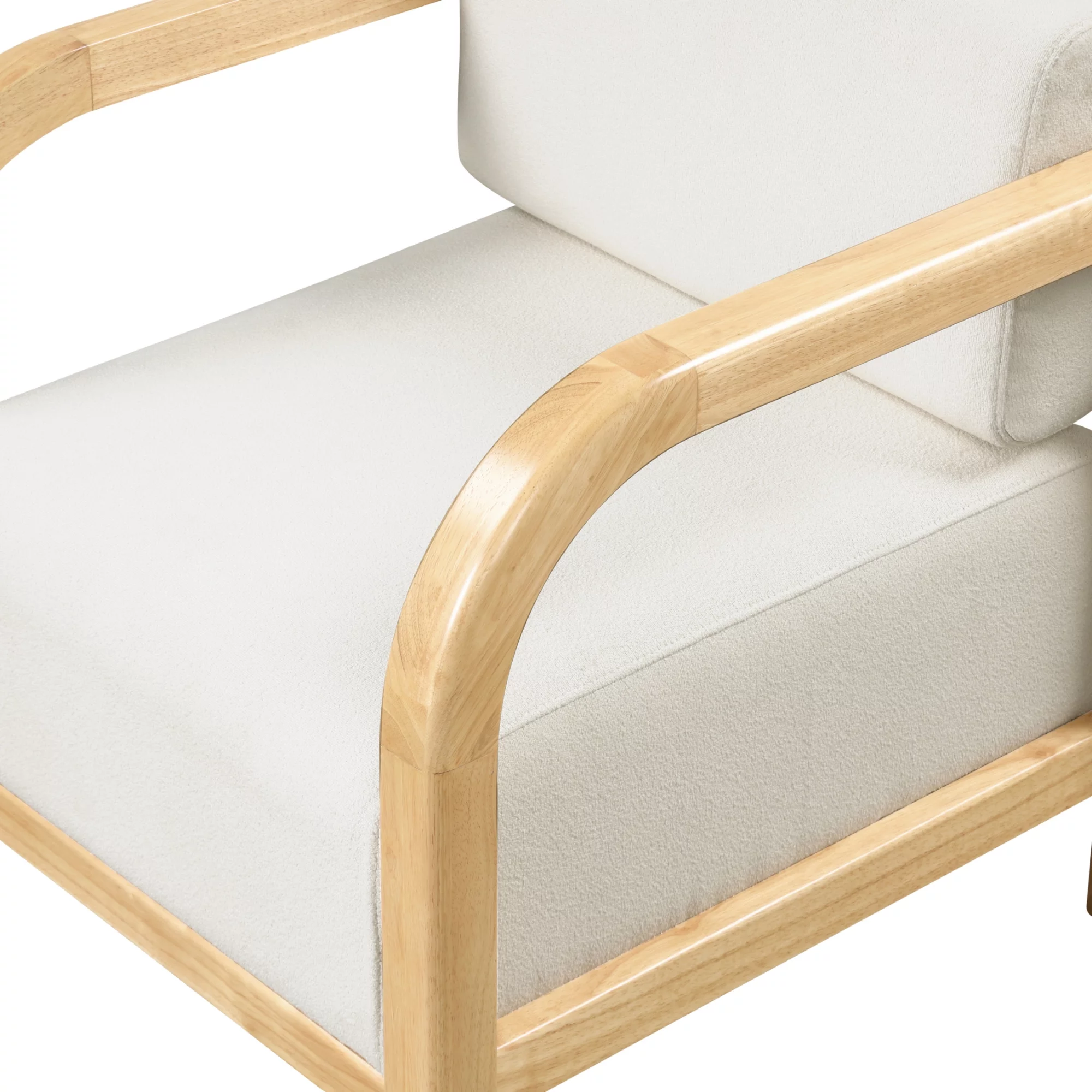 Nathan James Jayden Scandinavian Accent Chair, Boucle Linen Upholstered Bedroom Chair with Solid Wood Frame and Plush Cushioned Seat, Natural Brown