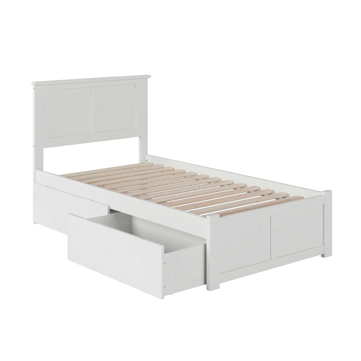 AFI Madison Twin XL Platform Bed with Footboard and Storage Drawers White - Twin XL