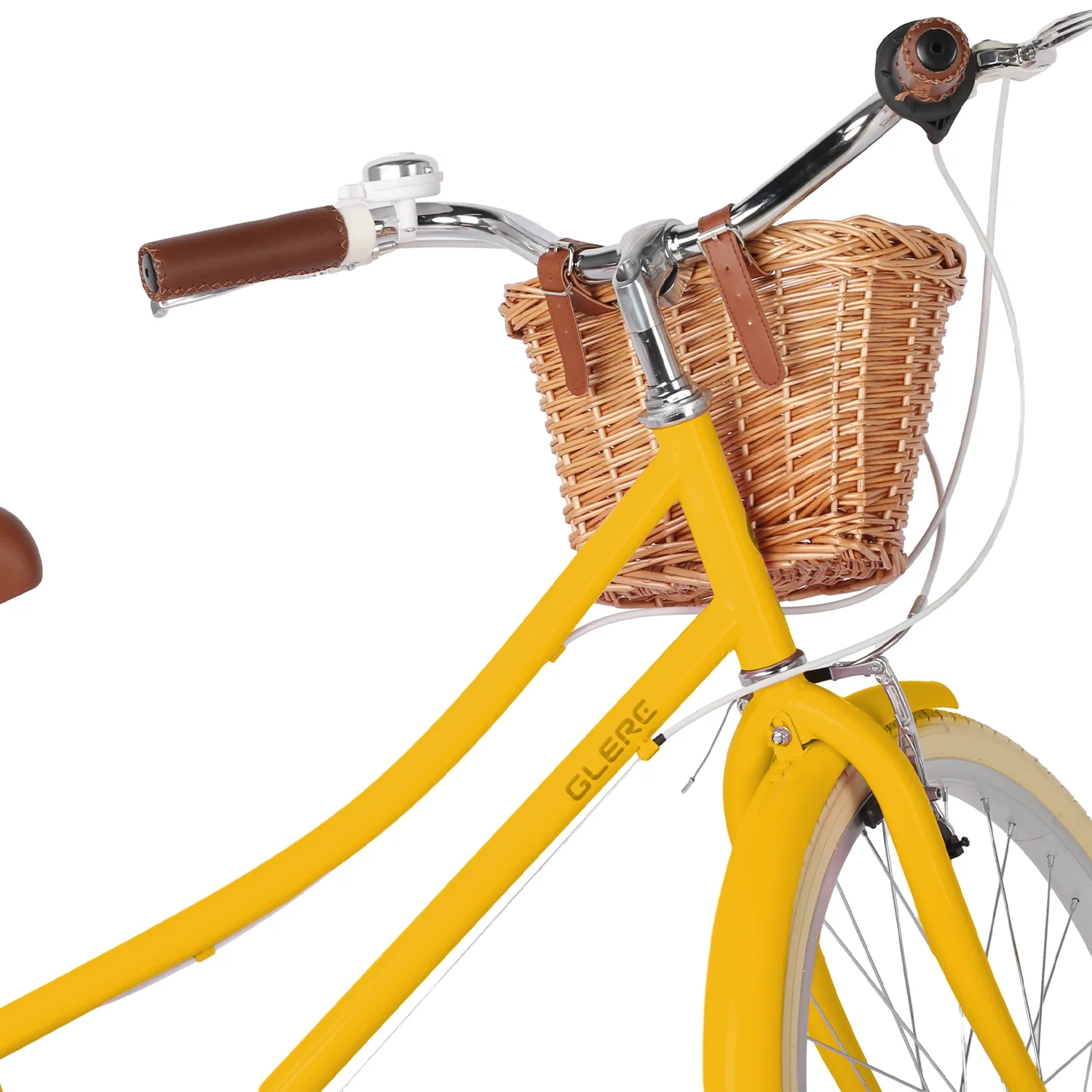 Glerc 24 inch Girls Cruiser Bike 6-Speed Women's Hybird Bicycle for Ages 7-11 Years,Yellow