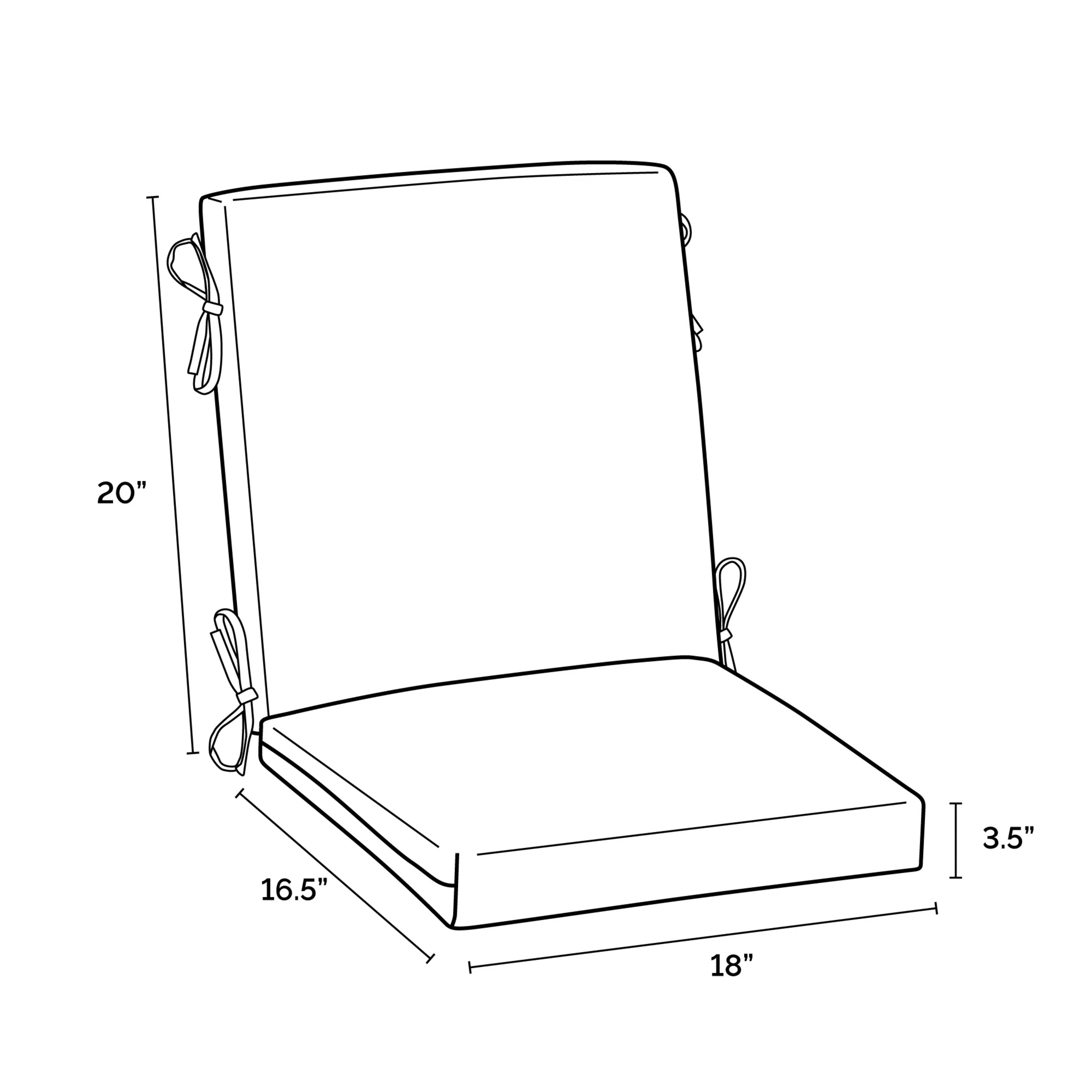 Arden Selections Outdoor Chair Cushion 16.5 x 18, Onyx Cebu