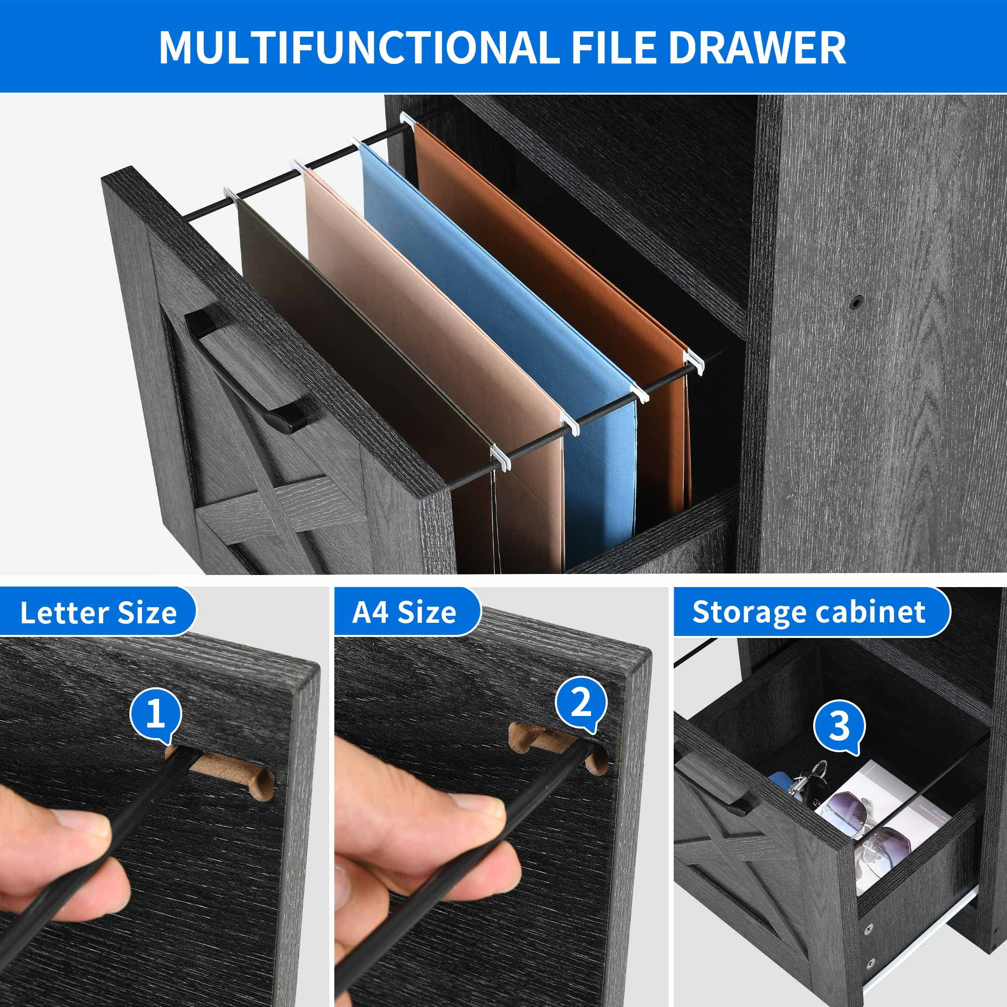 Dextrus 59 Inch L-Shaped Desk with Power Outlet & USB Ports, Office Desk with File Cabinets, Large Computer Desk with Drawers, 2 Person Corner Desk Writing Desk with Storage Shelves, Gray