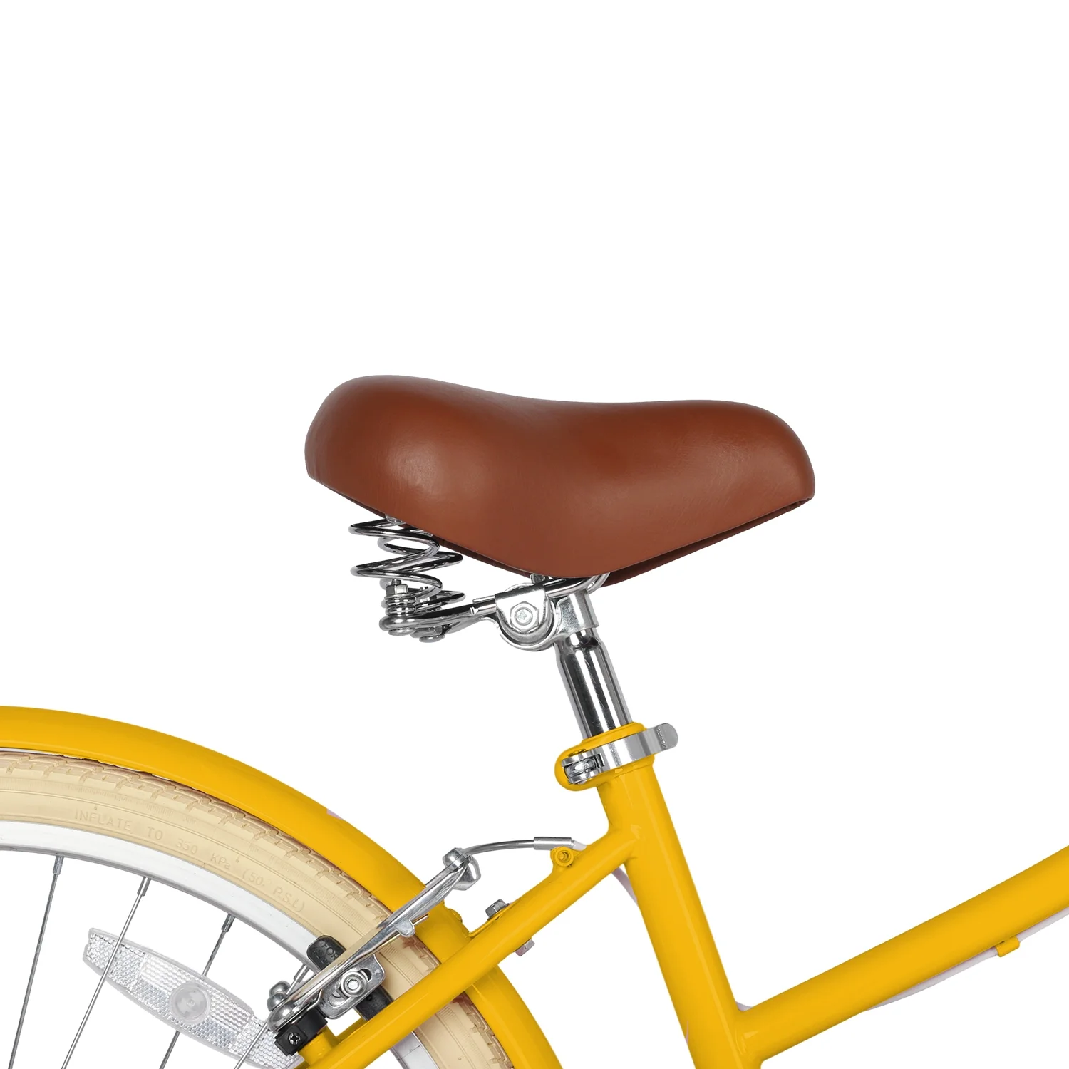 Glerc 24 inch Girls Cruiser Bike 6-Speed Women's Hybird Bicycle for Ages 7-11 Years,Yellow