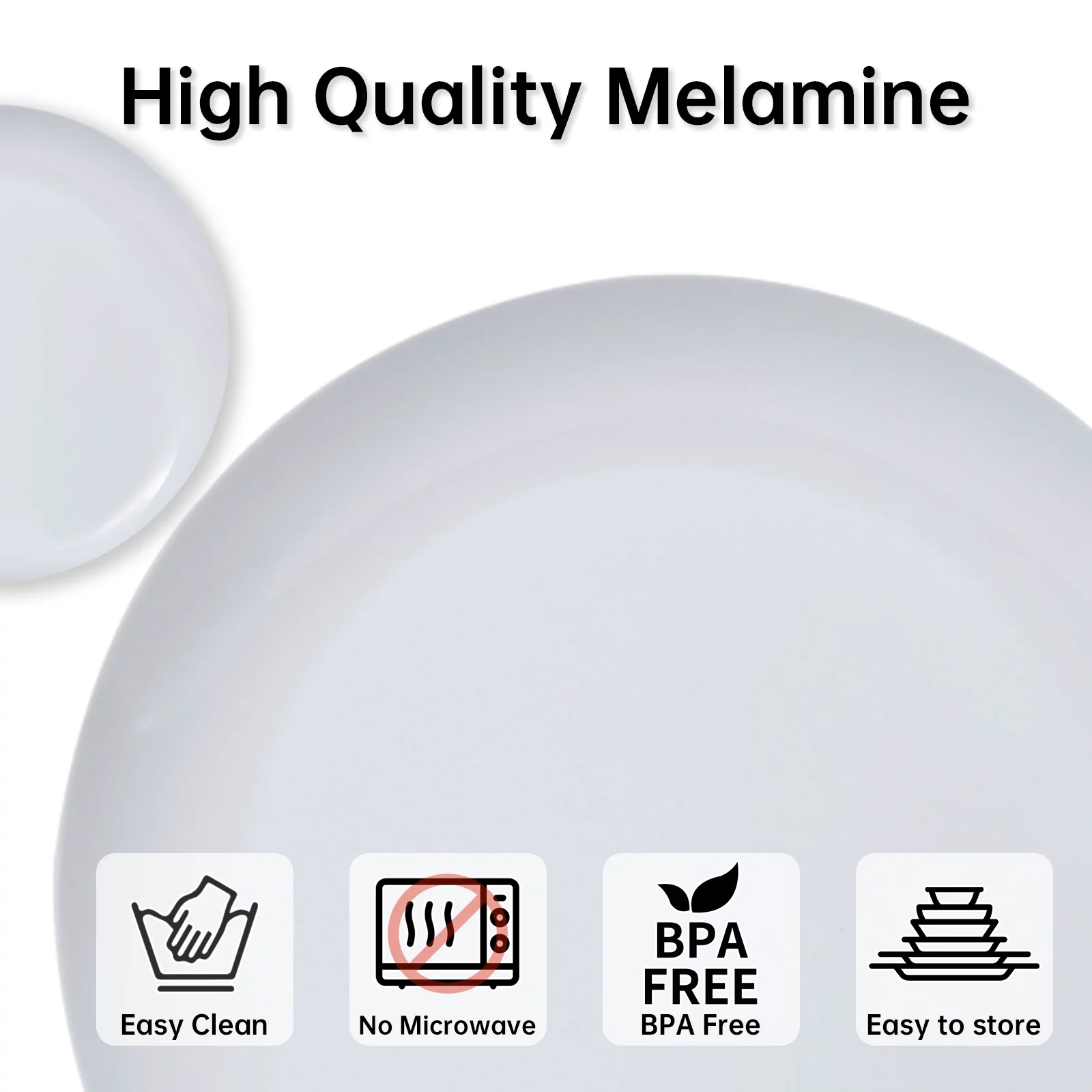 White Dinner Plates Set, 10in Dishes Set for Daily Use, Sets of 12