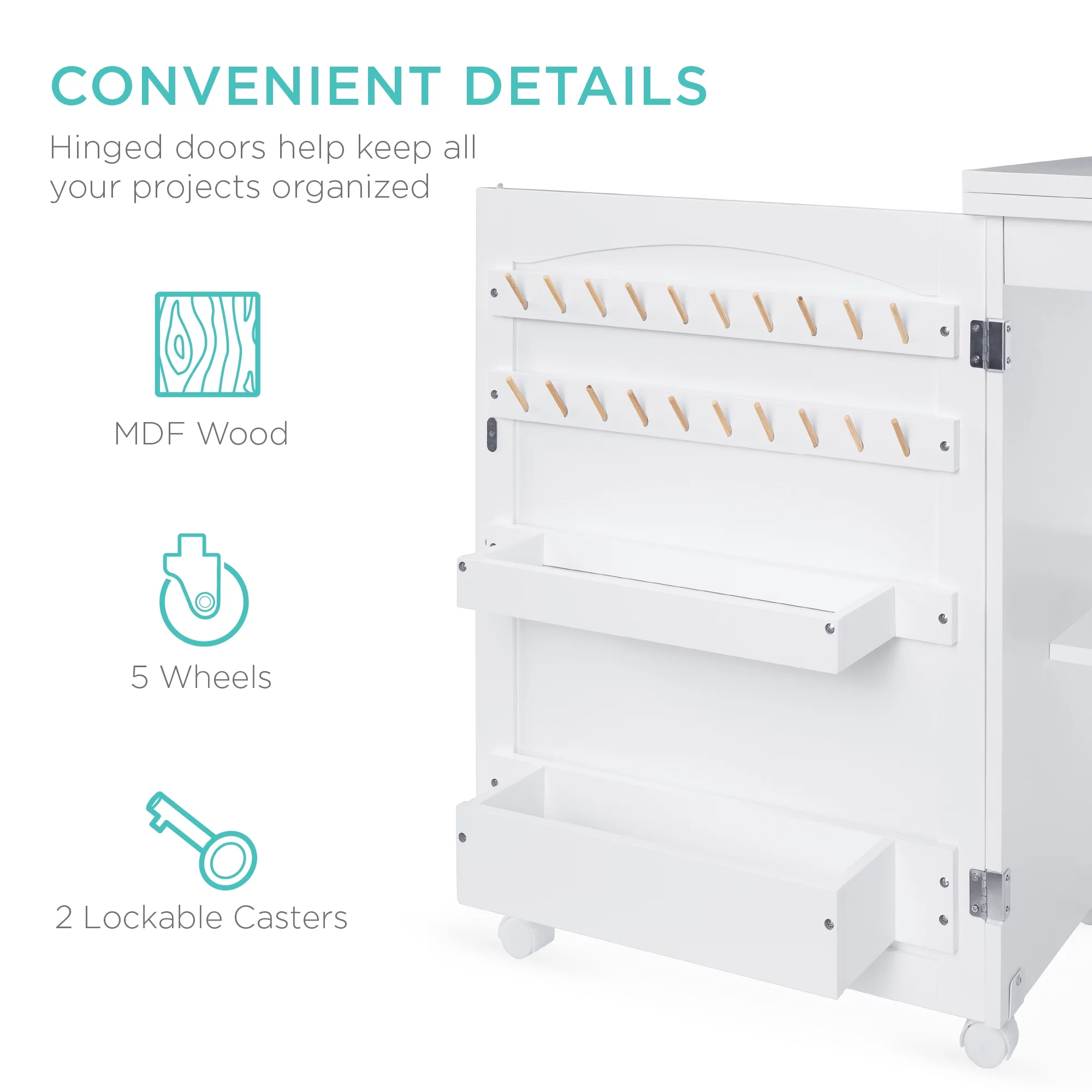 Best Choice Products Sewing Machine Table & Desk w/ Craft Storage and Trays - White