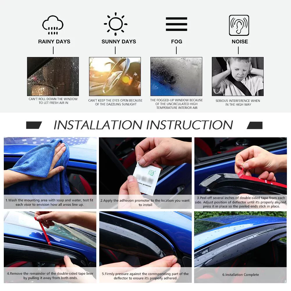 Ikon Motorsports Window Visor Fit 02-07 Jeep Liberty KJ Acrylic 4Pc Set Outside Mount