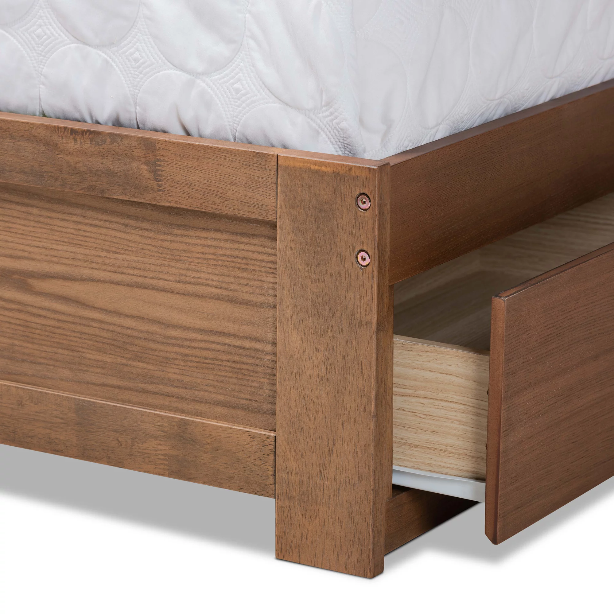 Baxton Studio Aras Modern and Contemporary Transitional Ash Walnut Brown Finished Wood Full Size 3-Drawer Platform Storage Bed