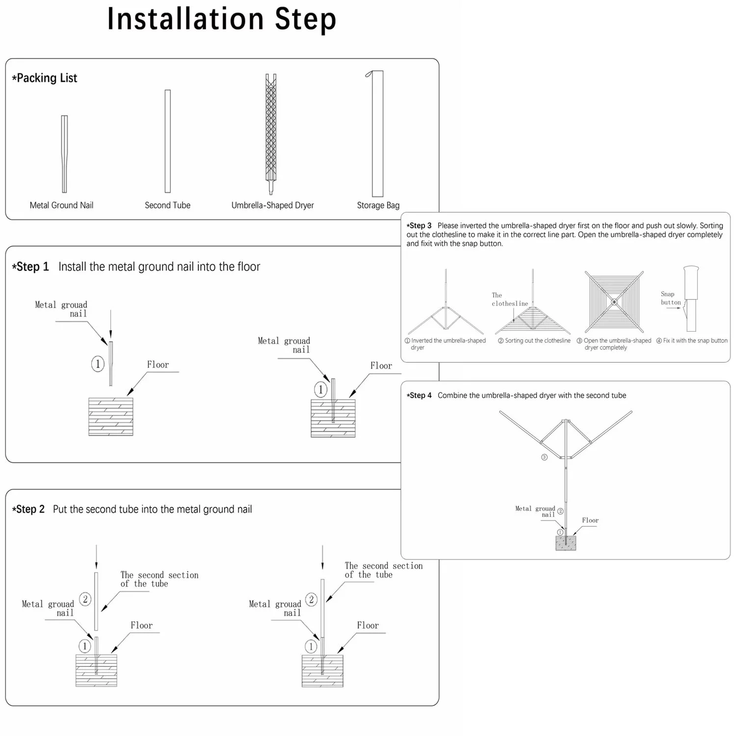 tonchean Rotary Outdoor Umbrella Drying Rack - Foldable Aluminum 4 Arms Adjustable 70.9