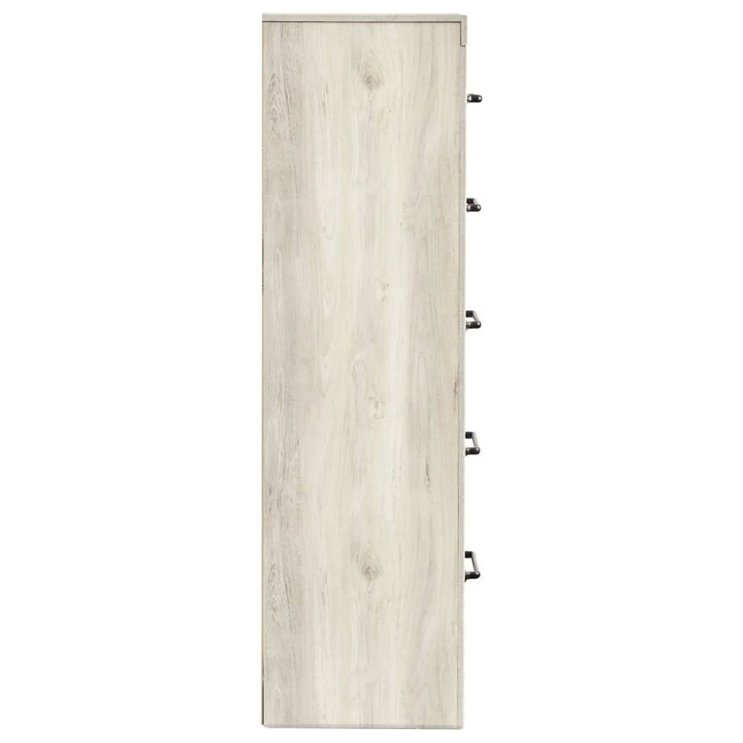 Grained 5 Drawer Wooden Chest with Bar Pull Handles, Distressed White