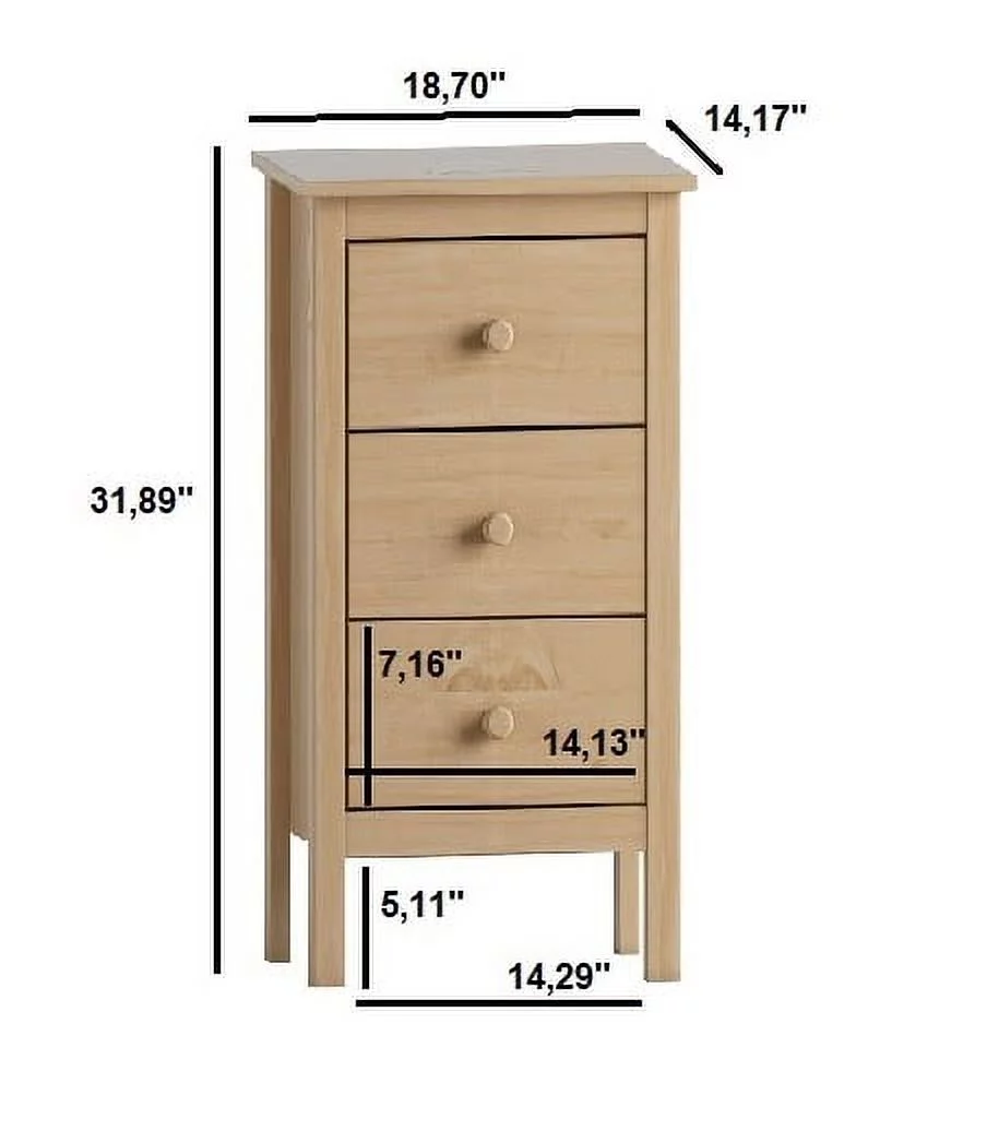 Extra Tall Nightstand for Bedroom with 3 Deep Storage Drawers White