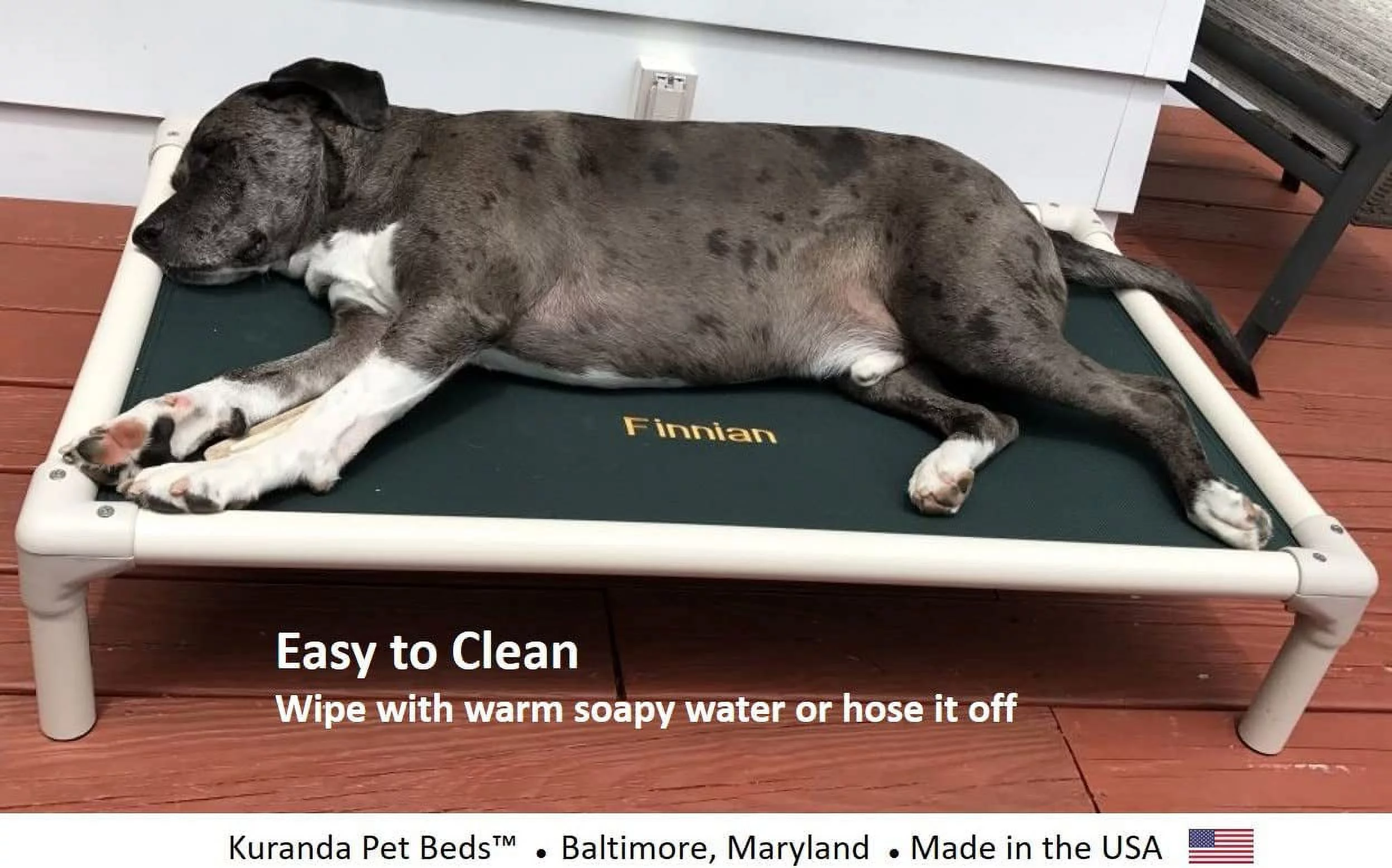 Kuranda Orthopedic Outdoor Chewproof Elevated Dog Bed w/ Almond PVC Frame, Large, Smoke