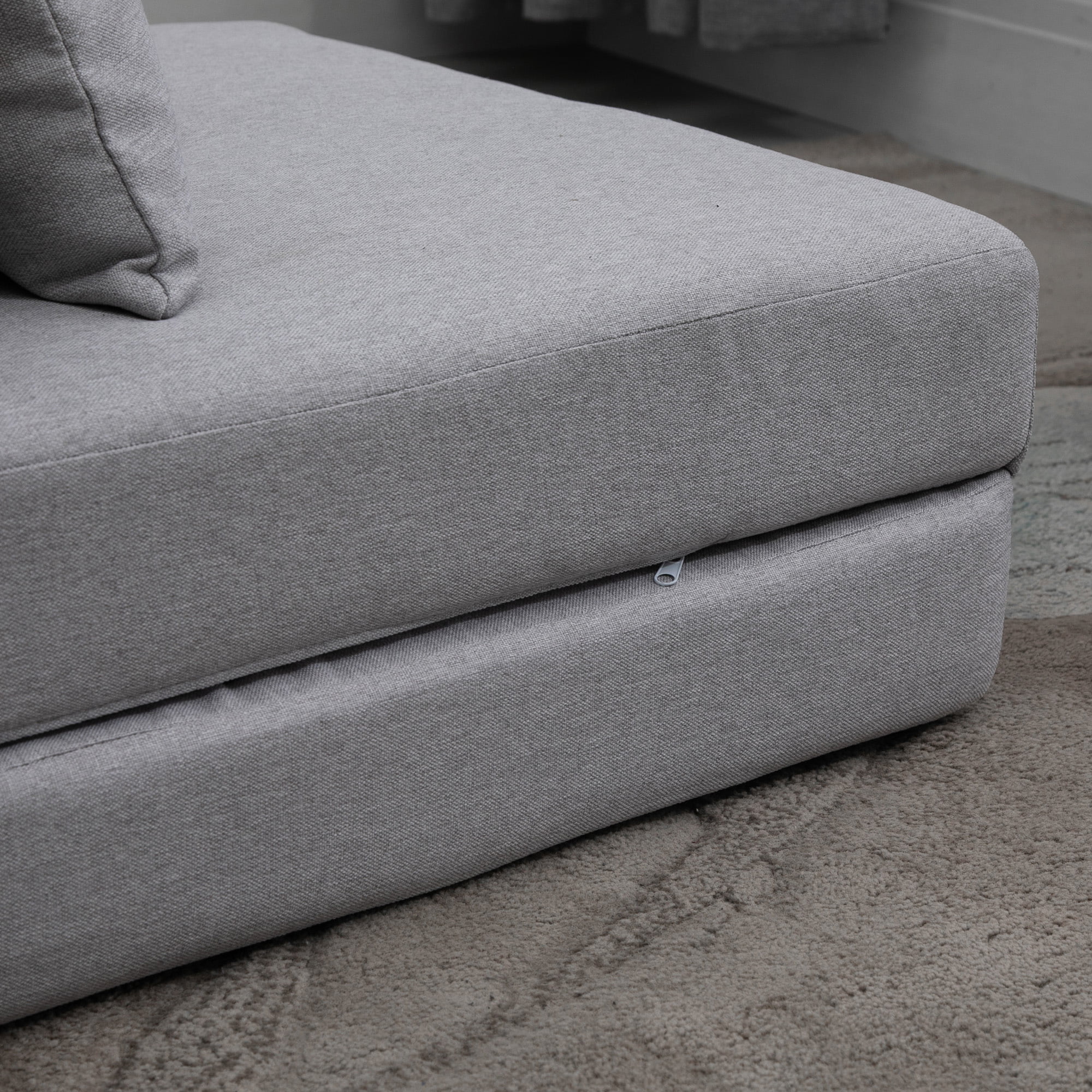 HOMCOM 2-in-1 Floor Adult Lazy Sofa Bed with 5 Position Adjustable Backrest, Light Gray