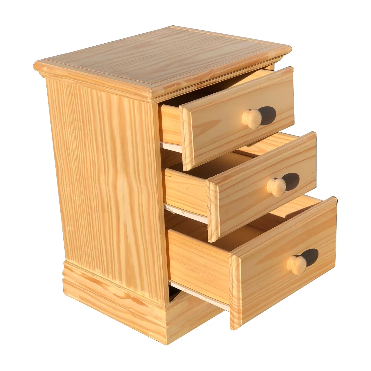 3 Drawers Arizona Nightstand Solid Pine Wood Fully Assembled Wooden Bedside Table
