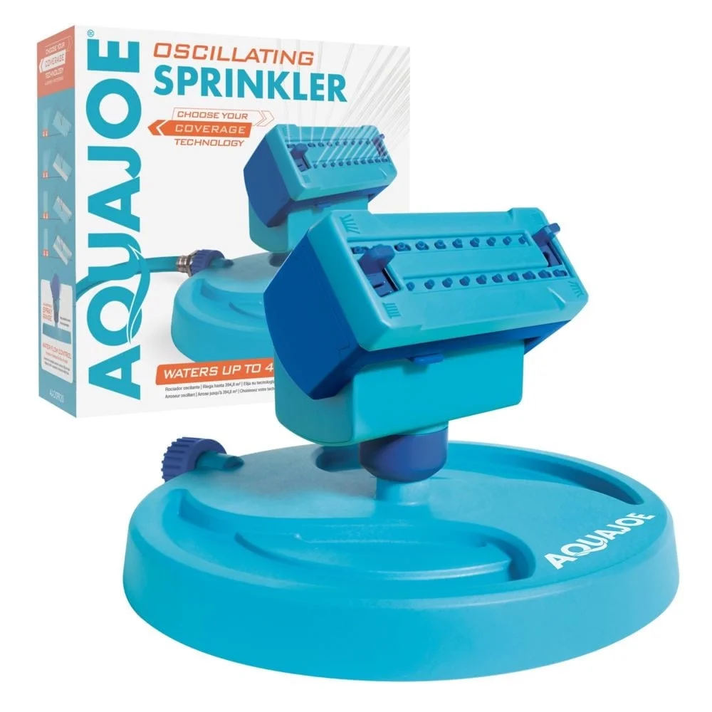 Restored Aqua Joe 20-Nozzle Max Coverage Adjustable Gear Driven Oscillating Sprinkler on Sled Base (6-Pieces Display) (Refurbished)