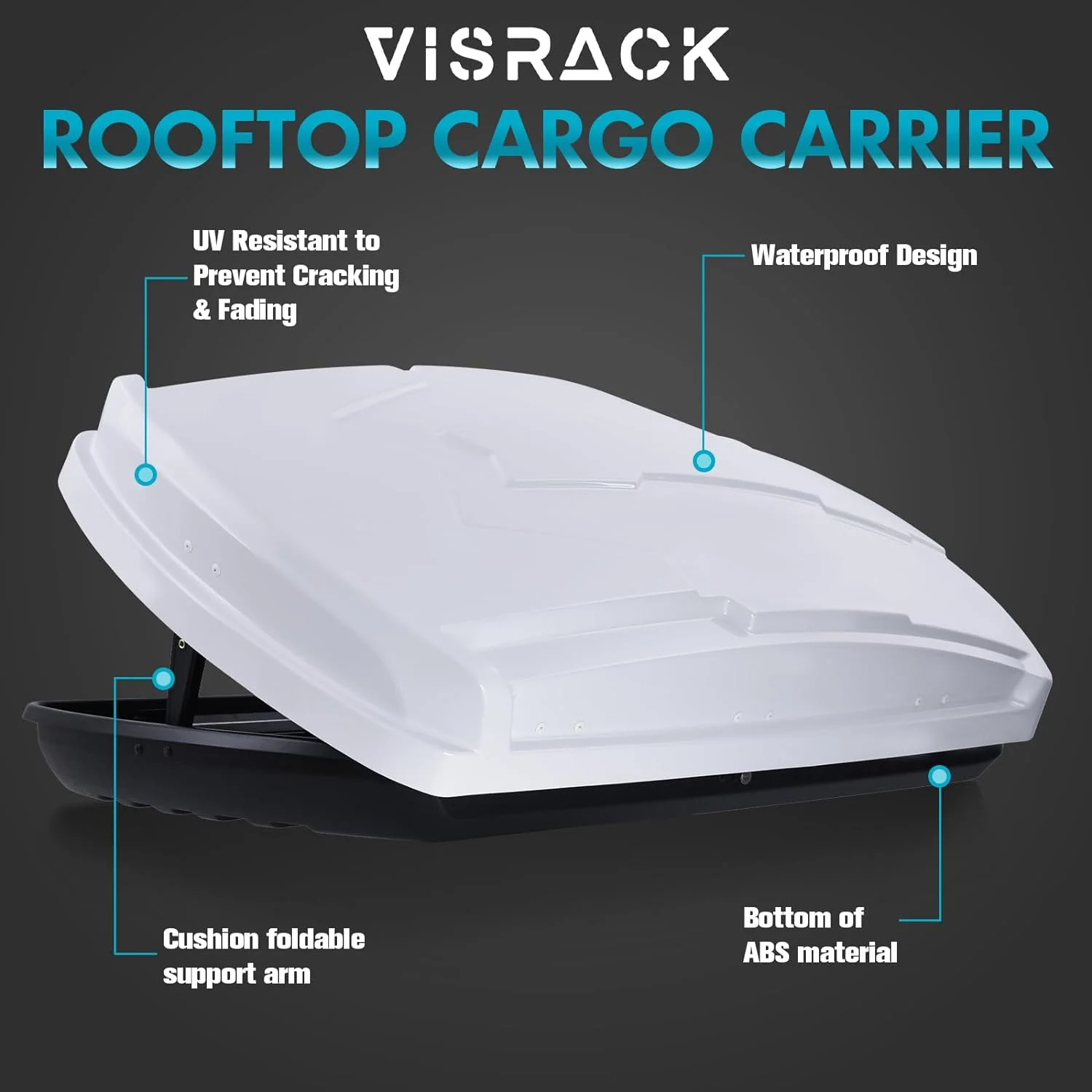 Hard Shell Roof Cargo Box Carrier with Security Keys,Heavy Duty Waterproof Rooftop Storage Box with Car Trunk Organize,58.3 (L) x35.4 (W) x13(H) Inches,15.5 Cubic Feet,Dual Side Opening,White