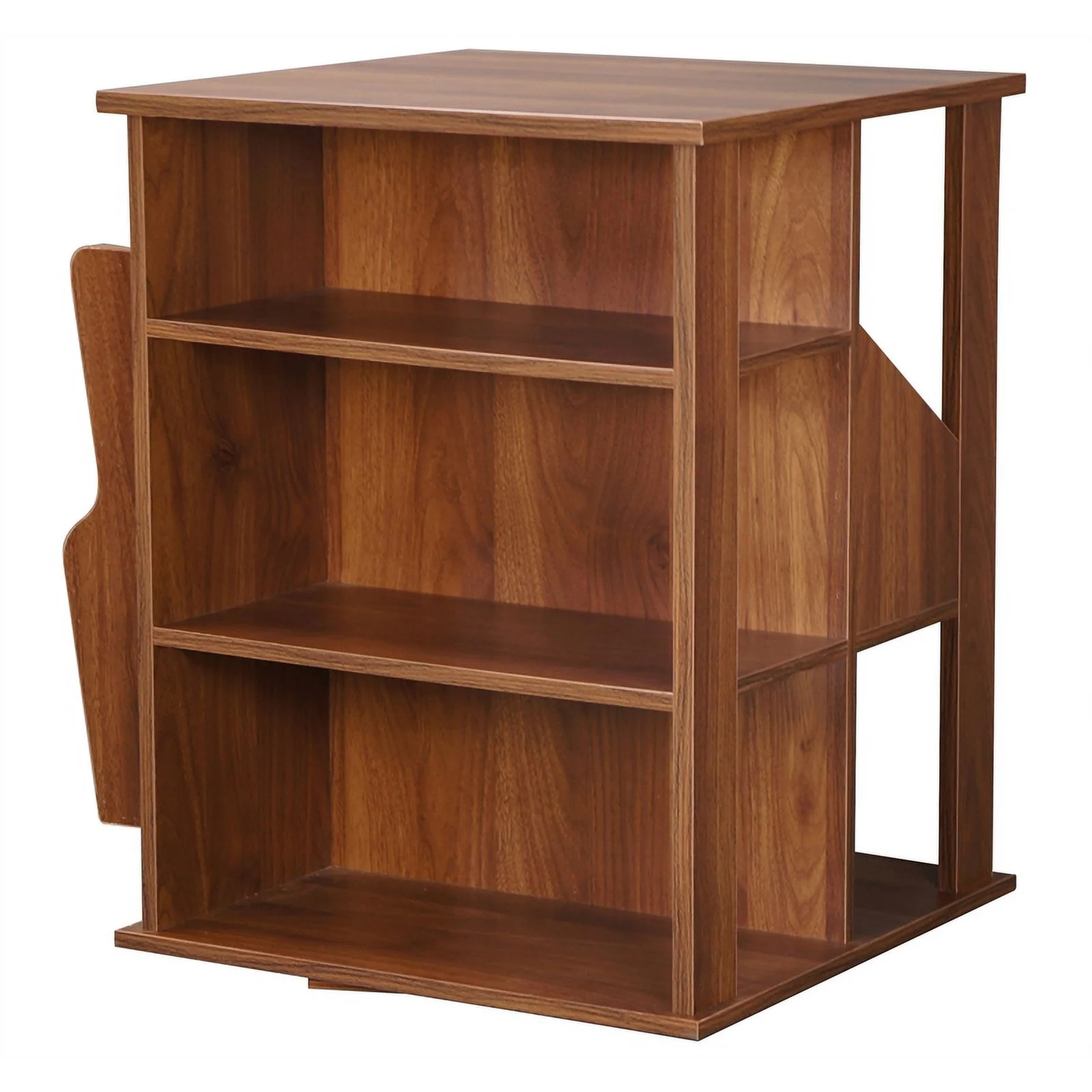 Gallerie Decor All-In-One Transitional Wood Revolving Side Table in Walnut
