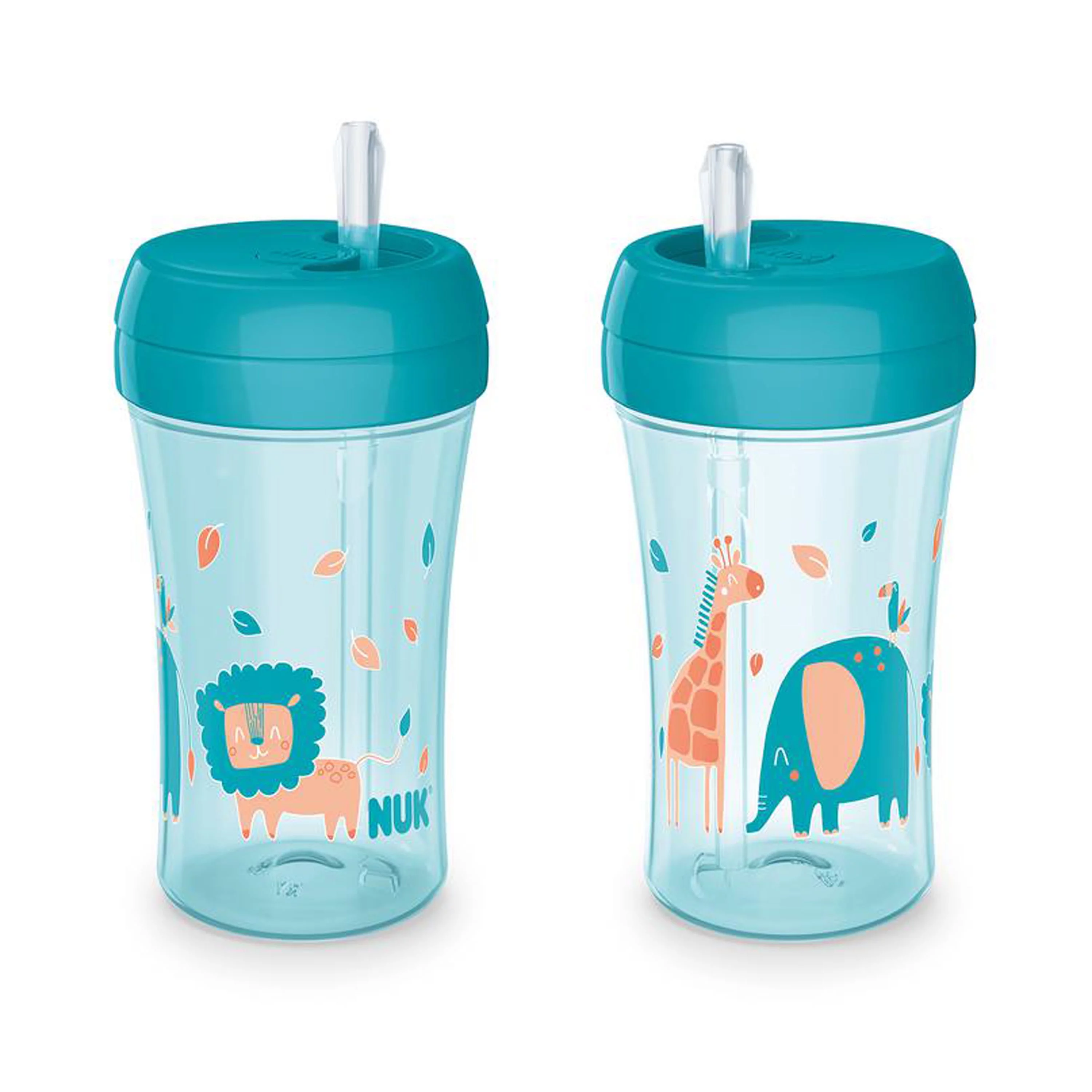 NUK Easy Straw Leak-Proof Cup, BPA-Free, Jungle, 12+ Months Hard Spout Sippy Cup