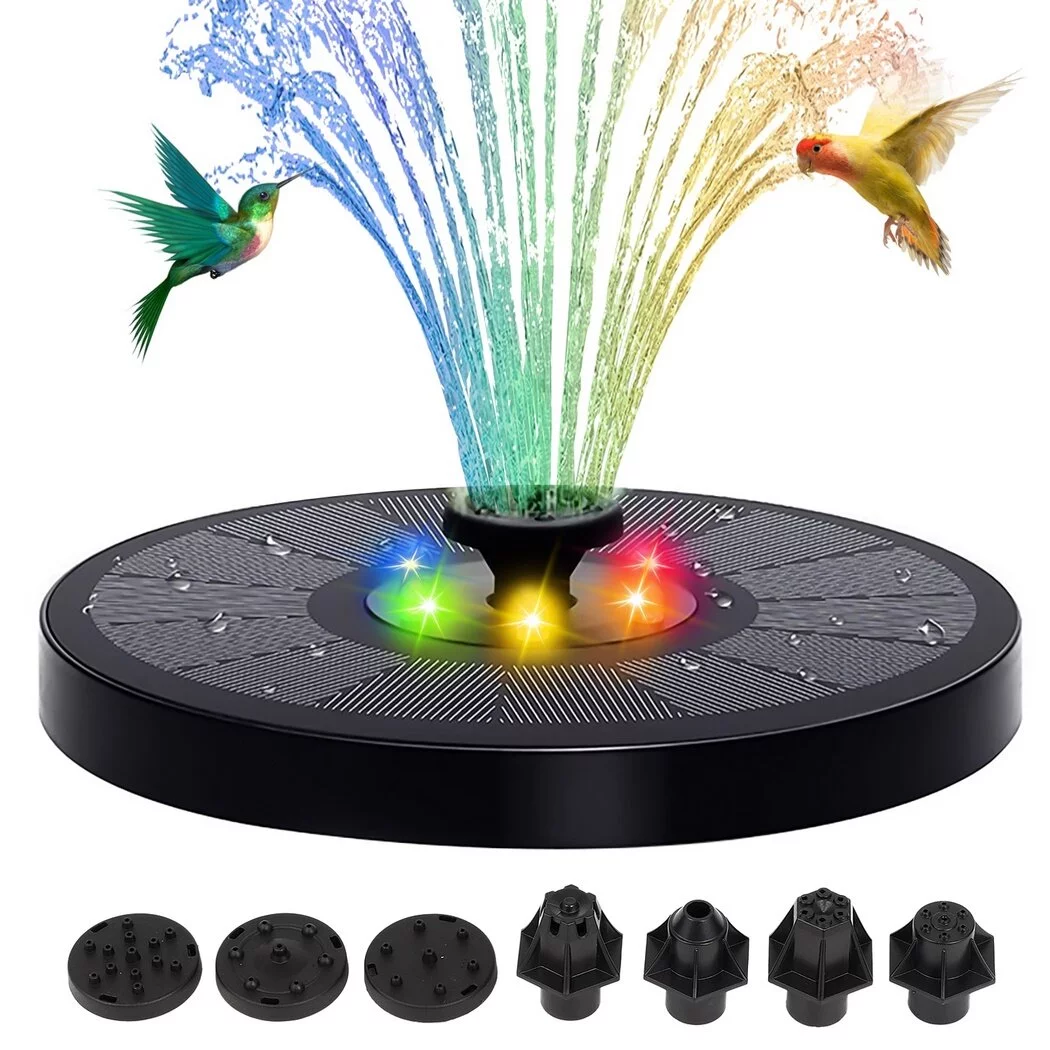 Floating Pool Fountain with 7-Color LED Lights, Rechargeable Solar Panel Battery, Waterfall Fountain for Pools, Ponds, Outdoor