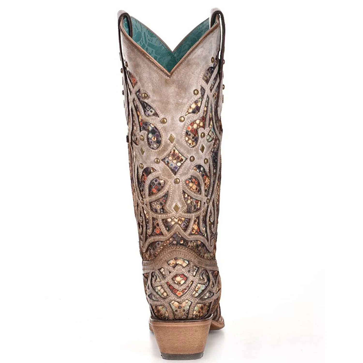 Corral Women's Taupe Inlay Western Boot Snip Toe Taupe 8 M  US