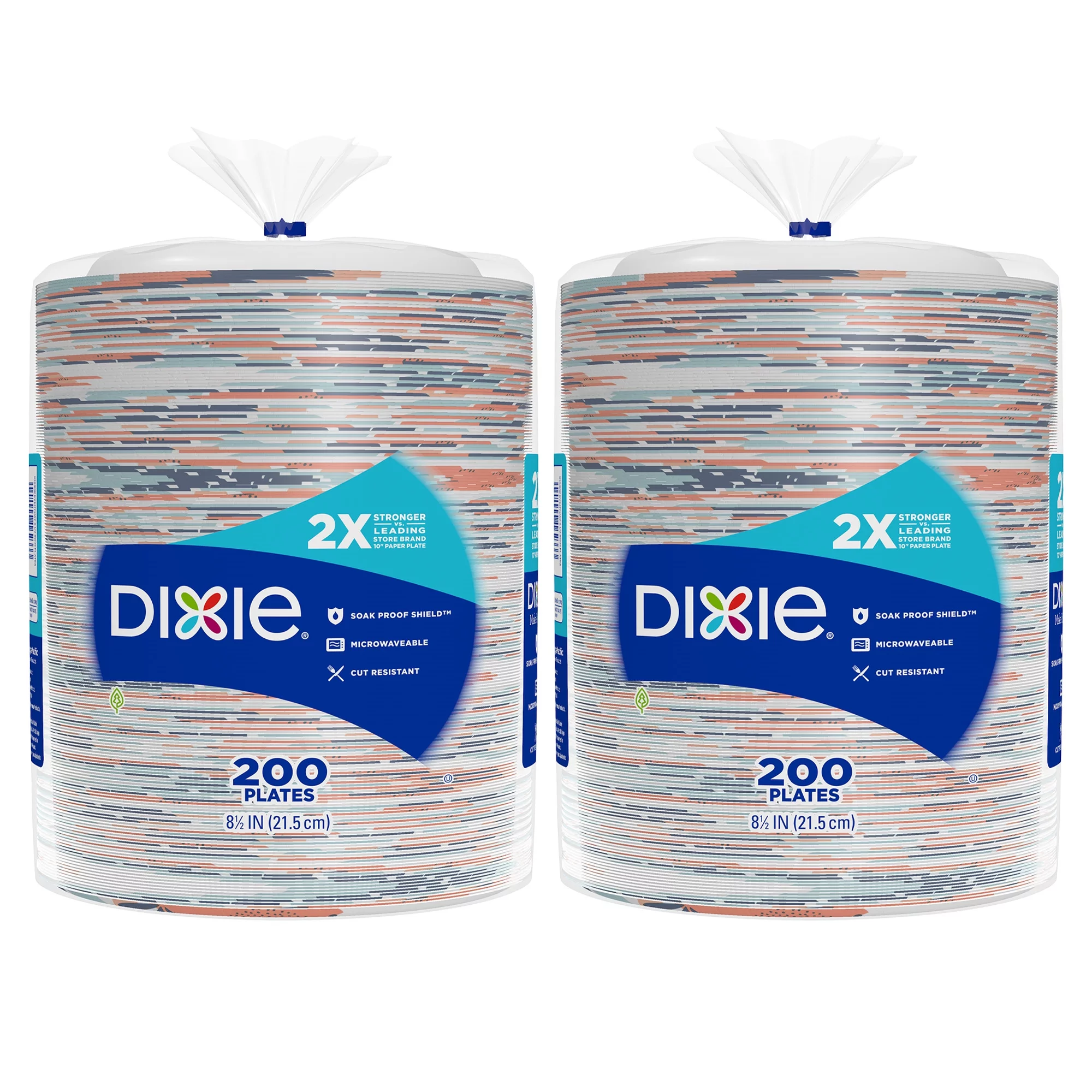 Dixie Disposable Paper Plates, Multicolor, 8.5 in, 400 Count (2-Pack of 200 Count)