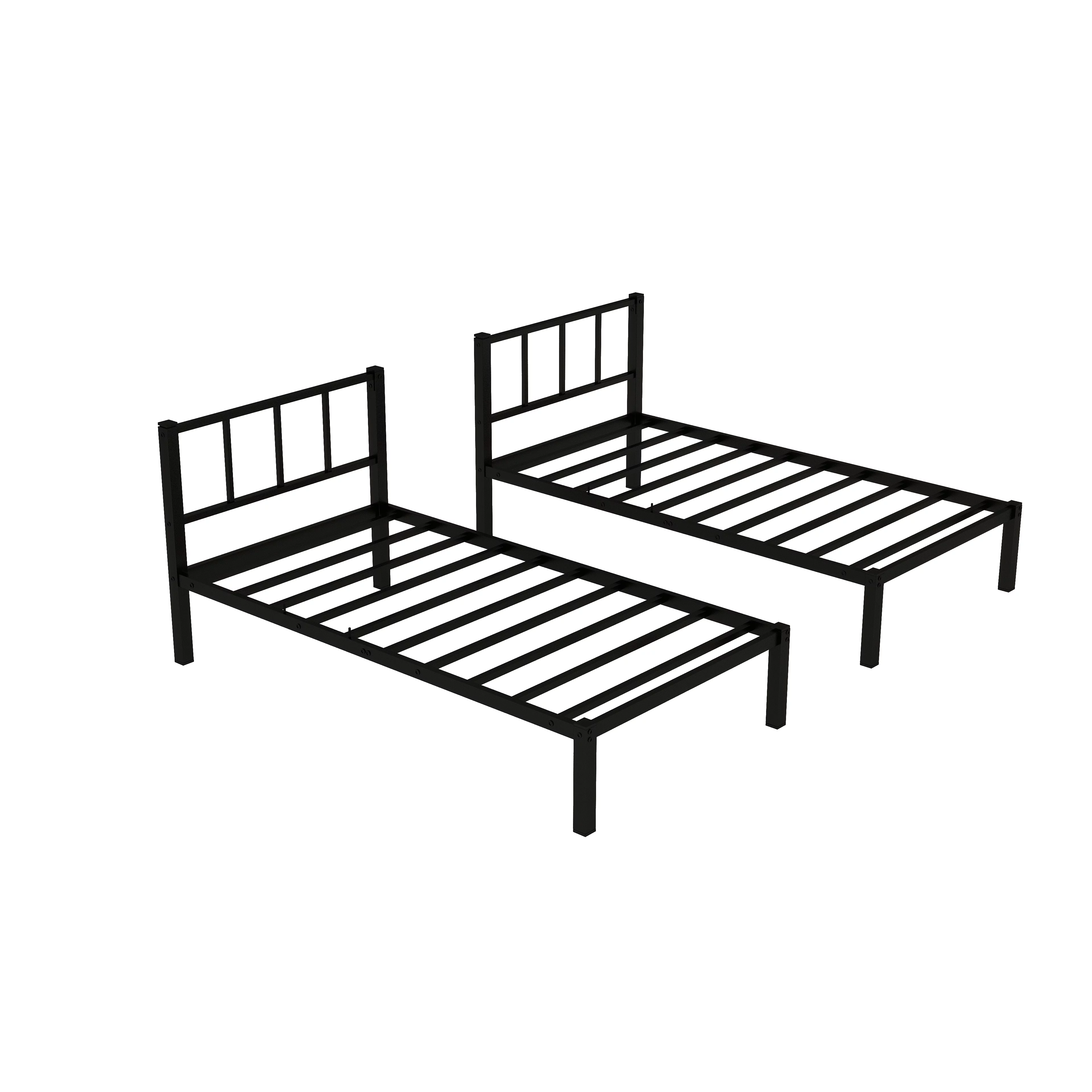 Metal Triple Bunk Bed for 3,Twin over Twin&Twin Size Bunk Bed with Built-in Shelf,Can be divided into 3 Separate Bed,Heavy-Duty Steel Bed Frame for Kids Teens Adults (Black)