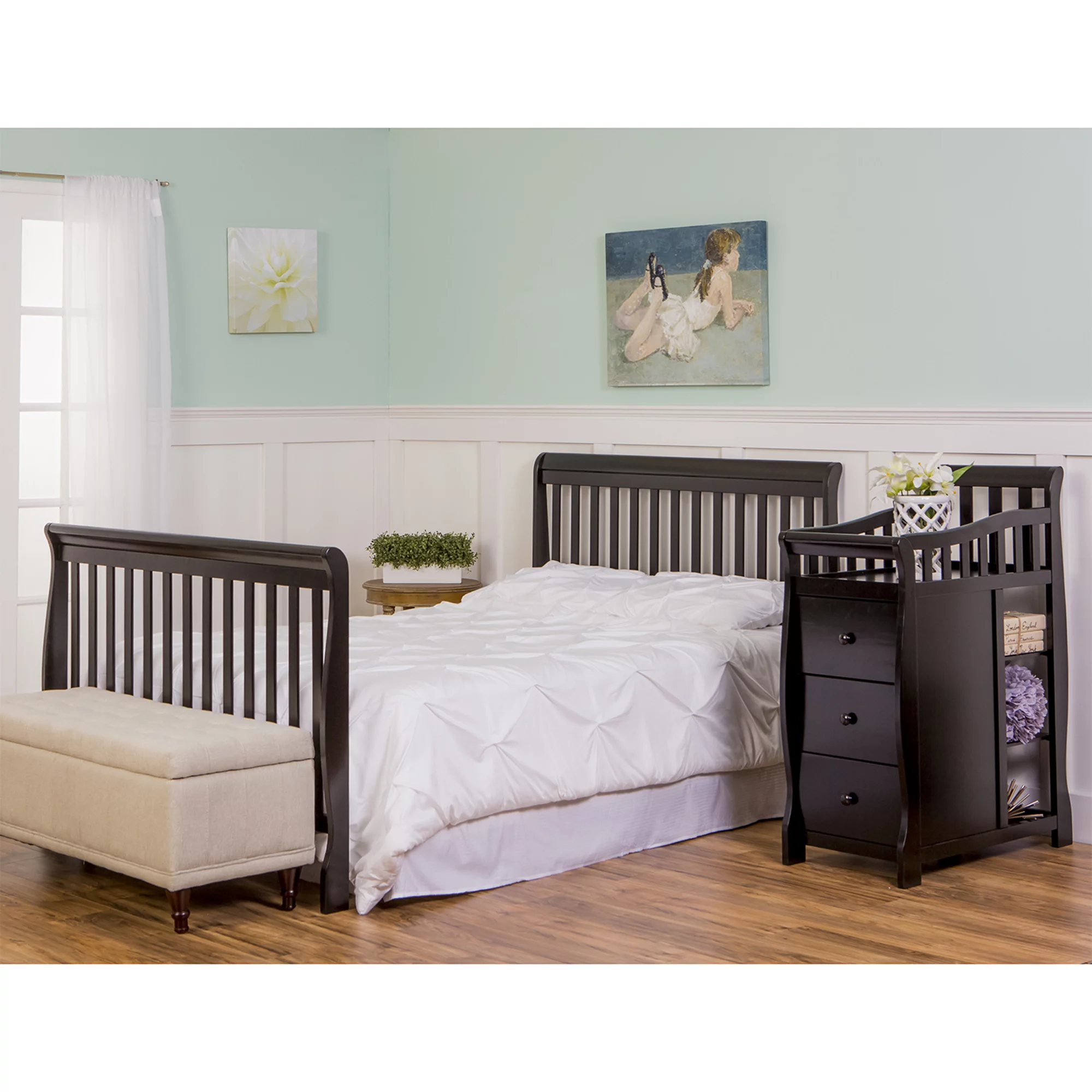Dream On Me Brody 5-in-1 Convertible Crib with Changer, Black