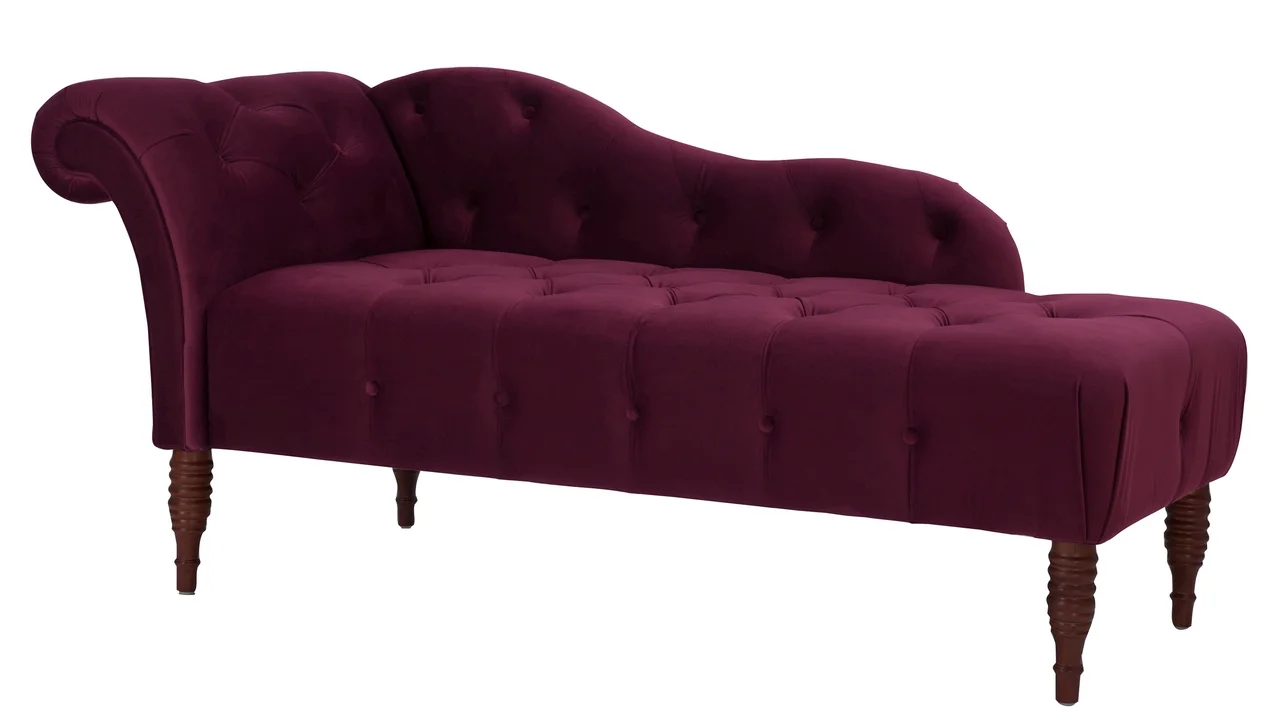 Samuel Tufted Roll Arm Chaise Lounge Burgundy