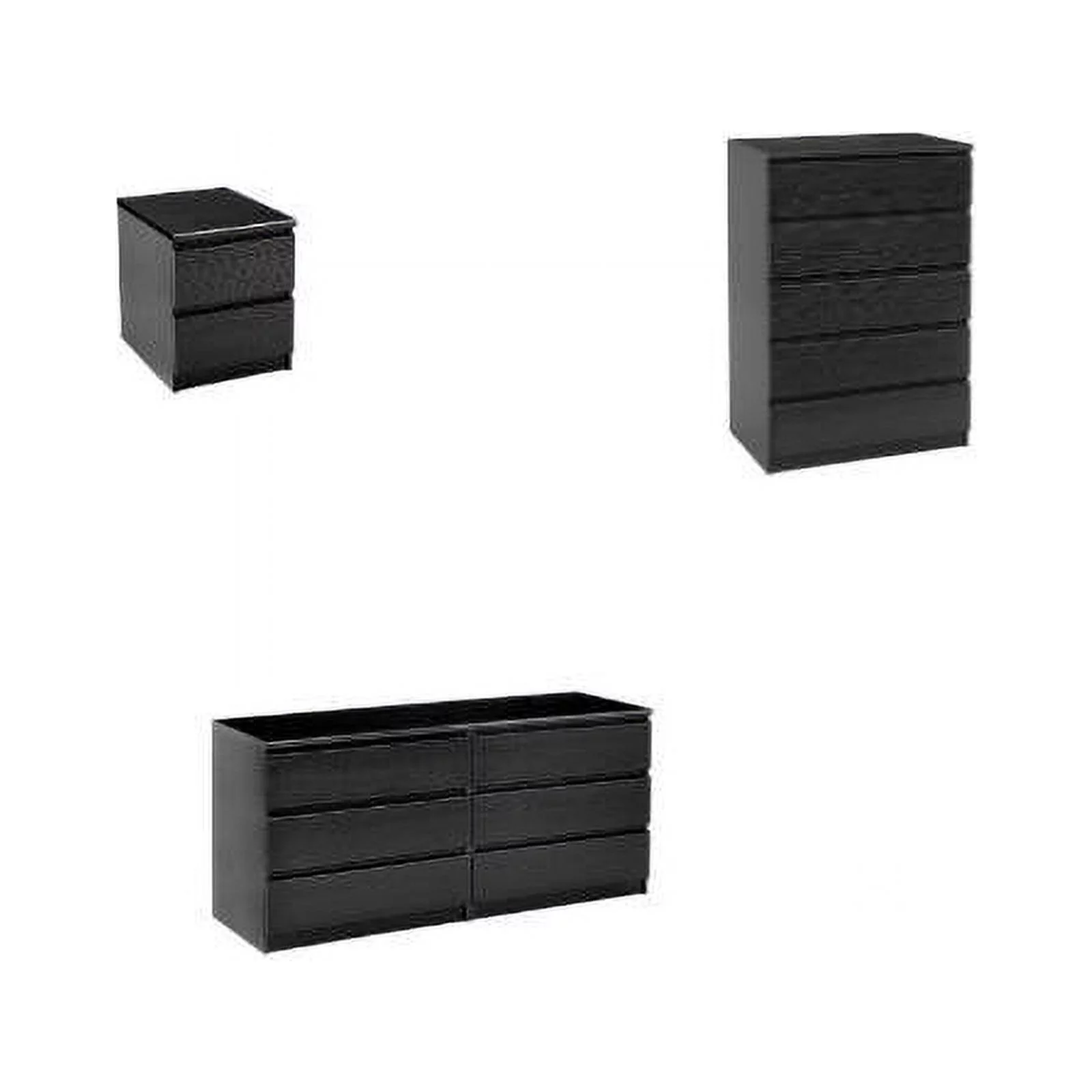 Scottsdale 3 Piece Set Nightstand and Dressers in Black Woodgrain