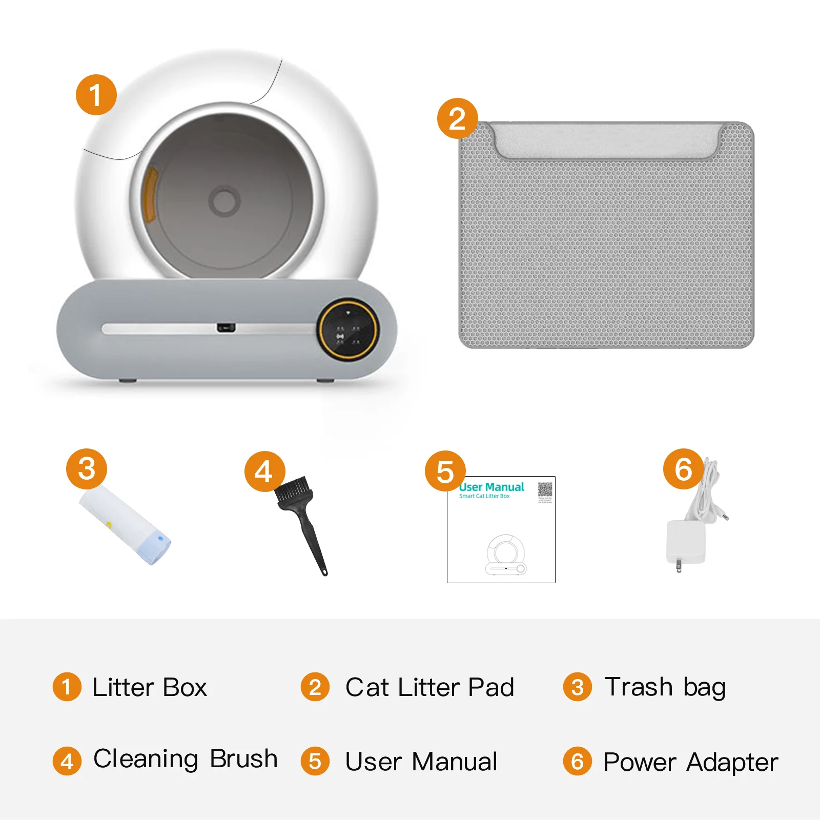 Automatic Cat Litter Box , Suitable For 1-3 Cats, Self-cleaning 65l+9l Large Capacity Cleaning Robot, App Control/odor Removal/safety Protection Smart Cat Litter Box