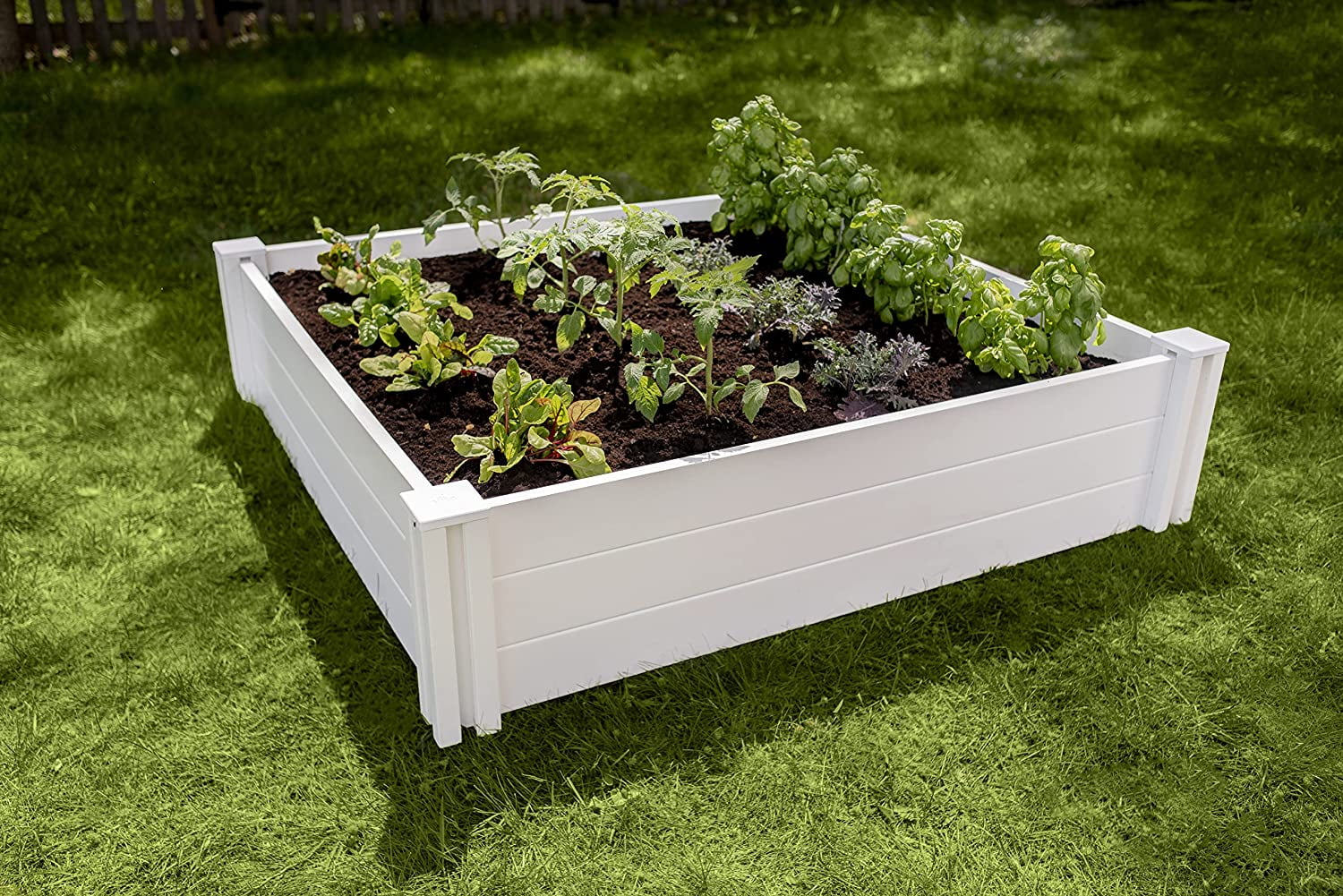 Vita Classic 4 ft x 4 ft x 11 in White Vinyl Raised Garden Bed, VT17108