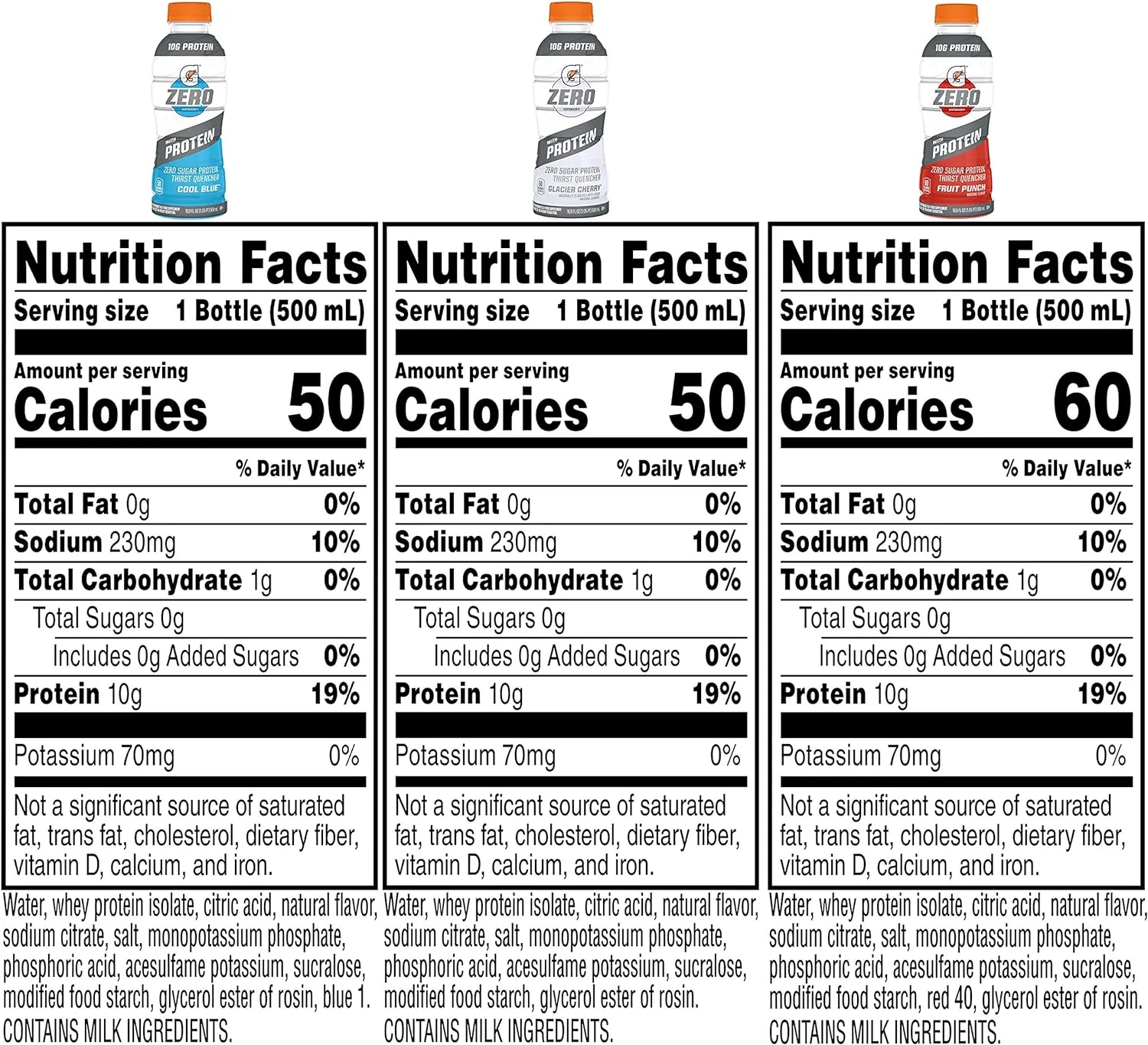 Gatorade Zero Sugar with Protein Variety Pack, 10g Whey Protein Sports Drink, 16.9 oz, 12 Pack Bottles