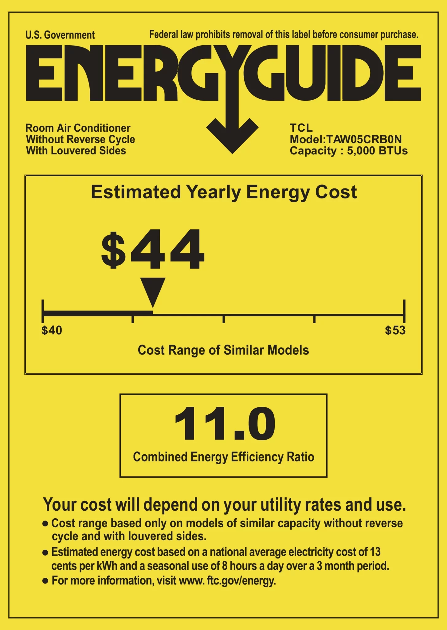 TCL 5,000 BTU Black Window Air Conditioner with Remote