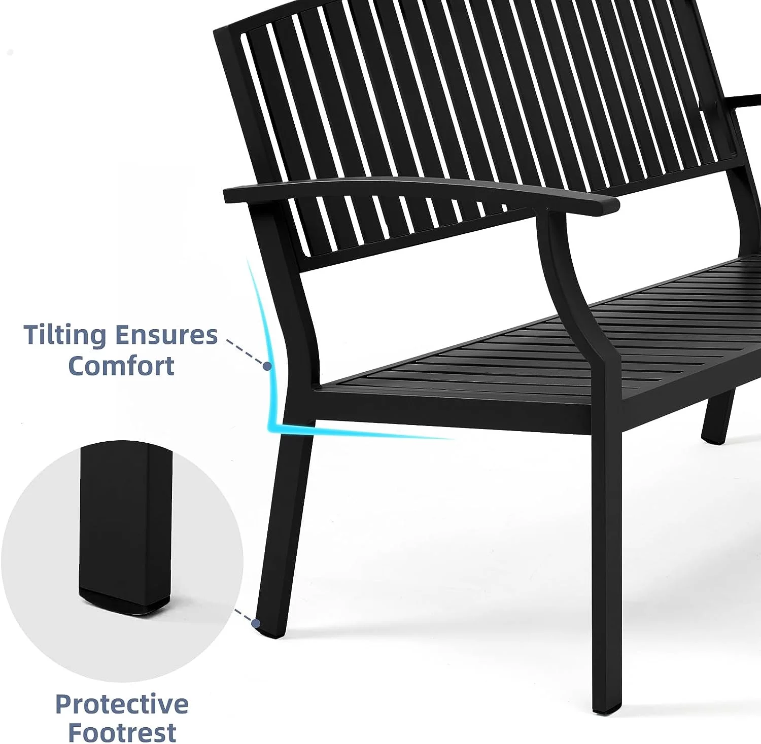 Efurden Garden Bench, Aluminum Outdoor 2-Person Patio Bench,  Rot-Proof Waterproof for Garden Porch Park Balcony, Dark Grey