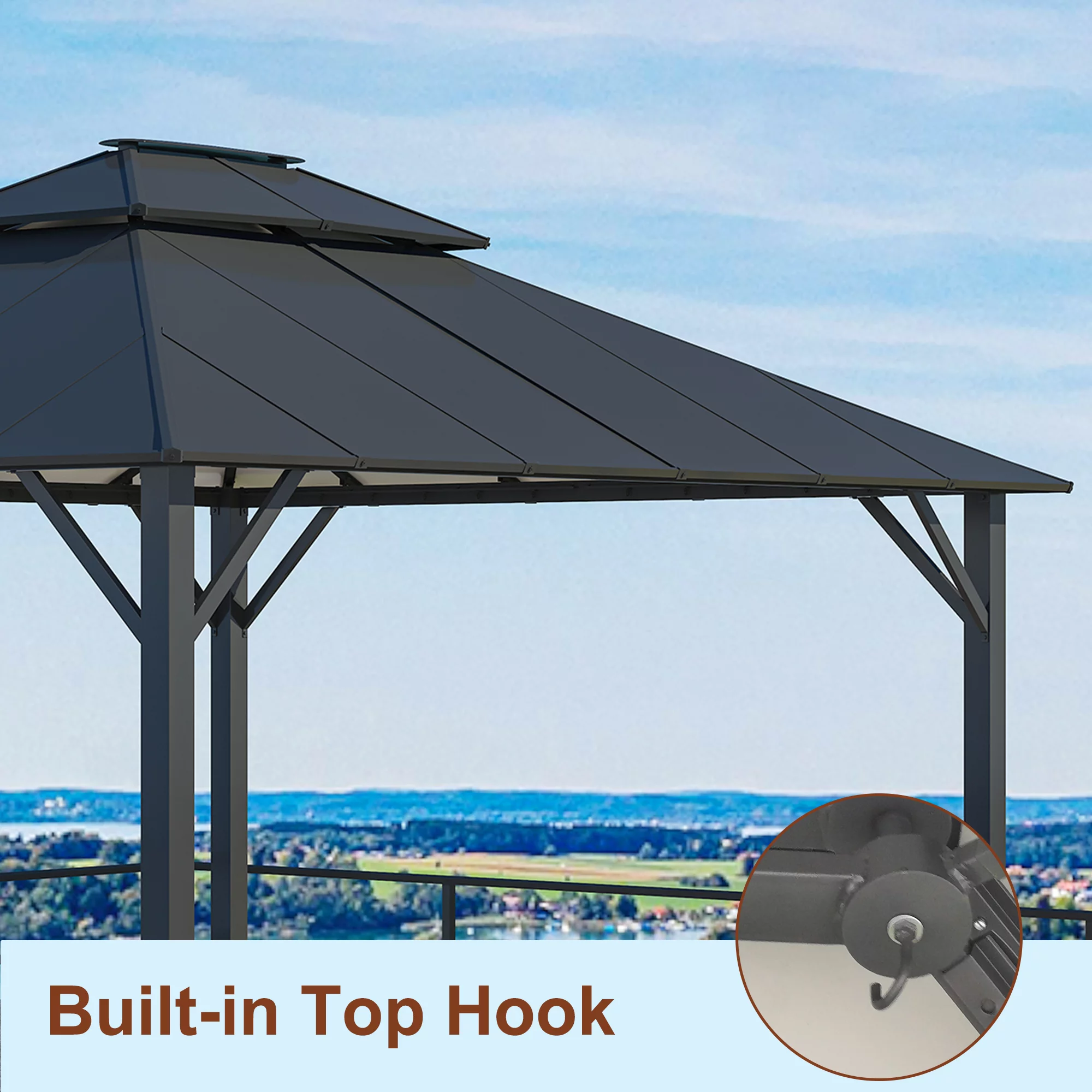 Mondawe 10'x12' Outdoor Hardtop Gazebo Insulated Aluminum Gazebo with Netting and Double Roof - Ideal Canopy Tent for Patio,Parties,Beach
