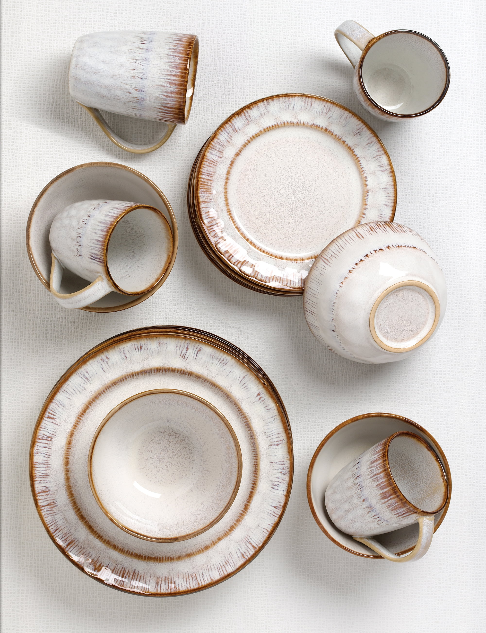 Lorren Home Trends 16 Piece Stoneware Set in Mocca Swirl
