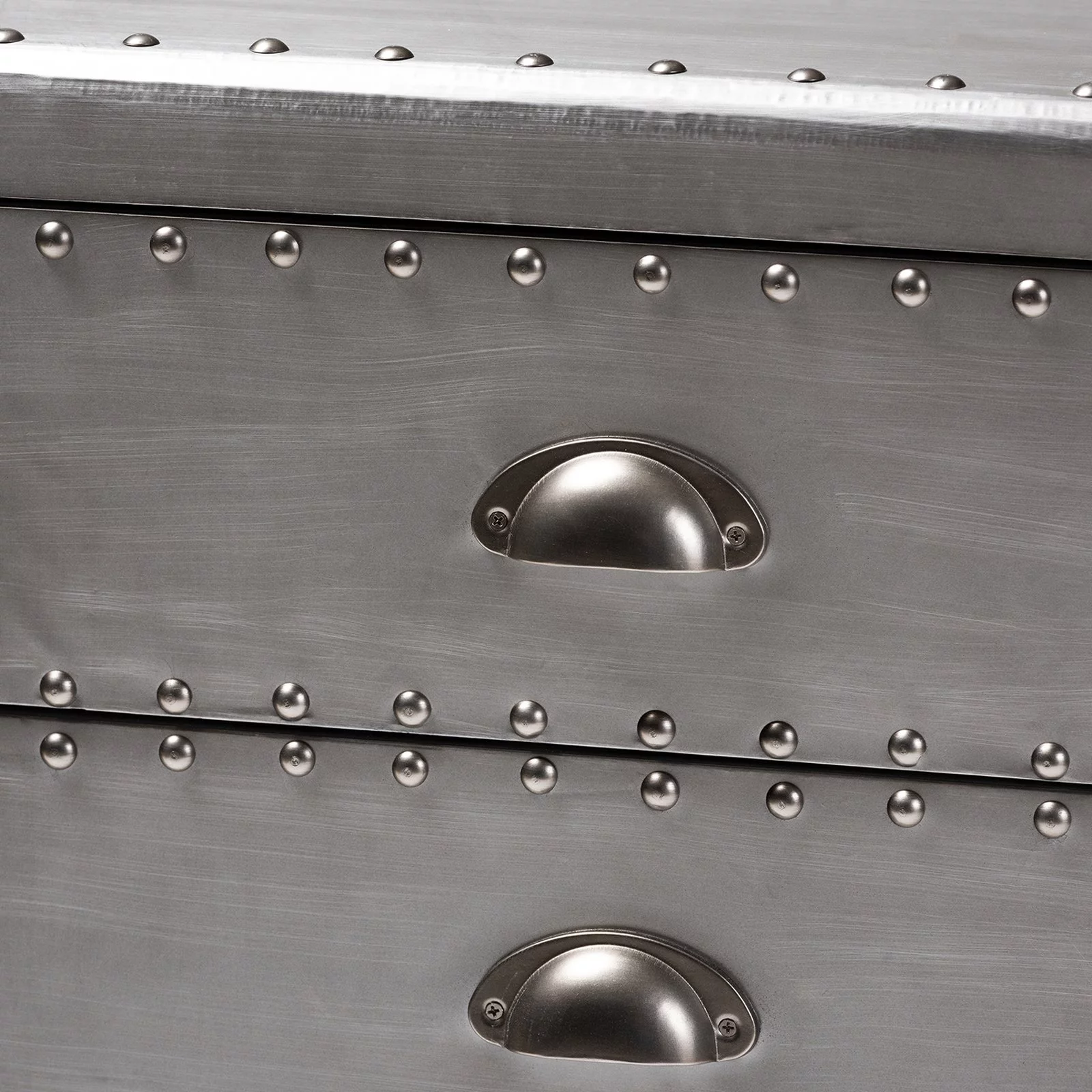 Baxton Studio Davet Mid-Century 5-Drawer Metal Accent Chest in Silver