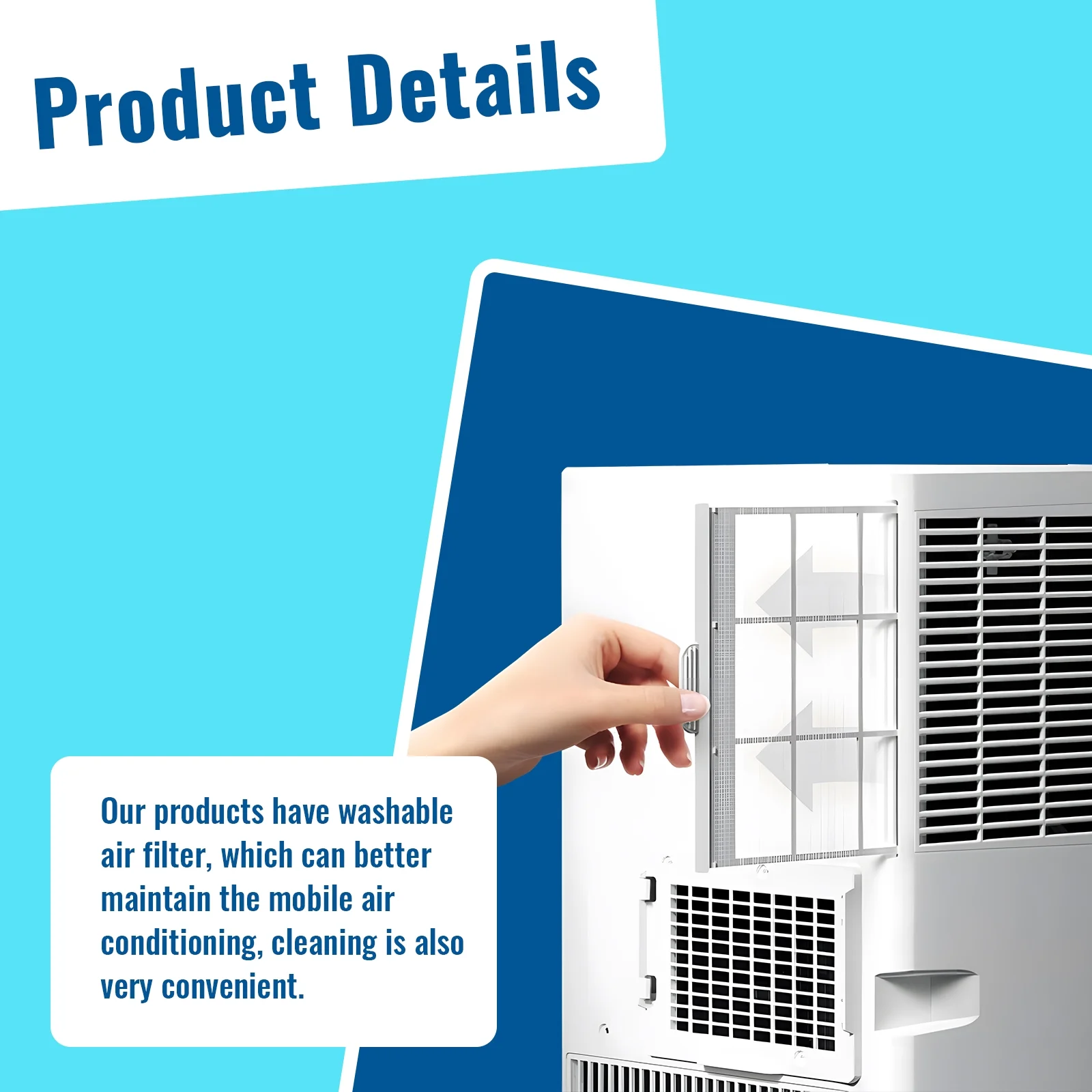 WANAI Compact Air Conditioner 8000 BTU AC Unit Dehumidifier Fan 3-in-1, Room Up to 250 Sq.ft White