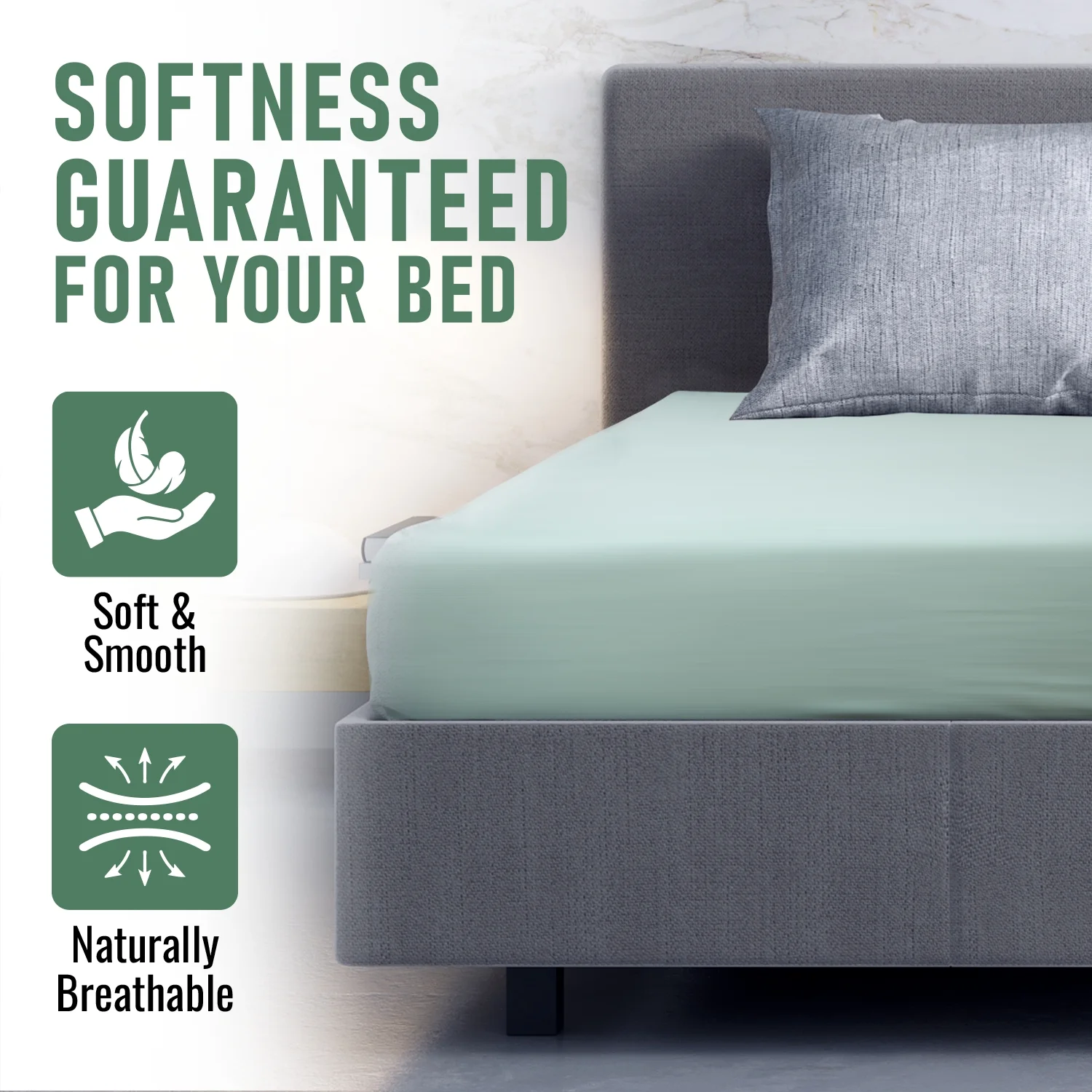 HOMES PERCEPTION Poly Cotton Jersey Full Fitted Sheet - Single Fitted Sheet Only - Fade Resistant & Wrinkle-Free Bed Cover Fitted Sheet- 16 Inches Deep Pocket Full Size Fitted Sheet, Light Green