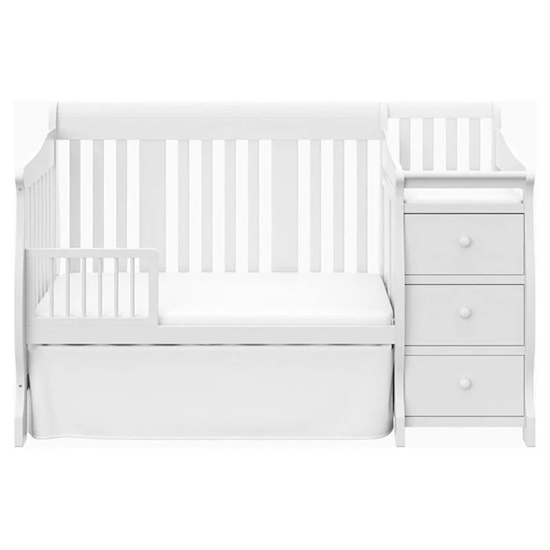 6-Drawer Double Dresser and Baby Crib with Changing Table Set in Pure White