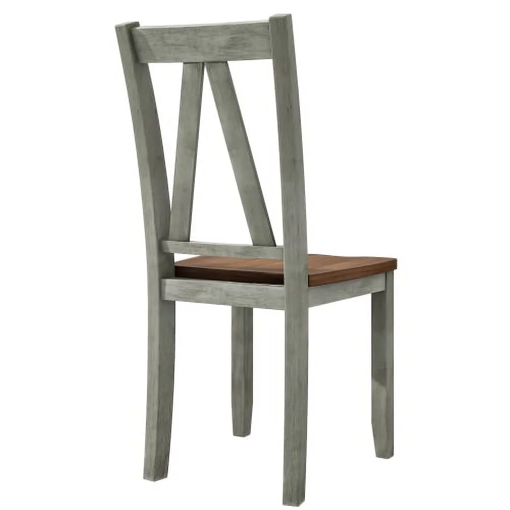 Churanty Wood Farmhouse Dining Table Set for 6 Kitchen Rectangle Table with Long Bench and 4 Dining Chairs, Walnut+Gray