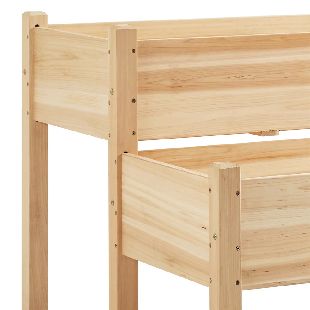 Topeakmart 2-Tier Elevated Wooden Planter Box Raised Garden Bed, 29.5