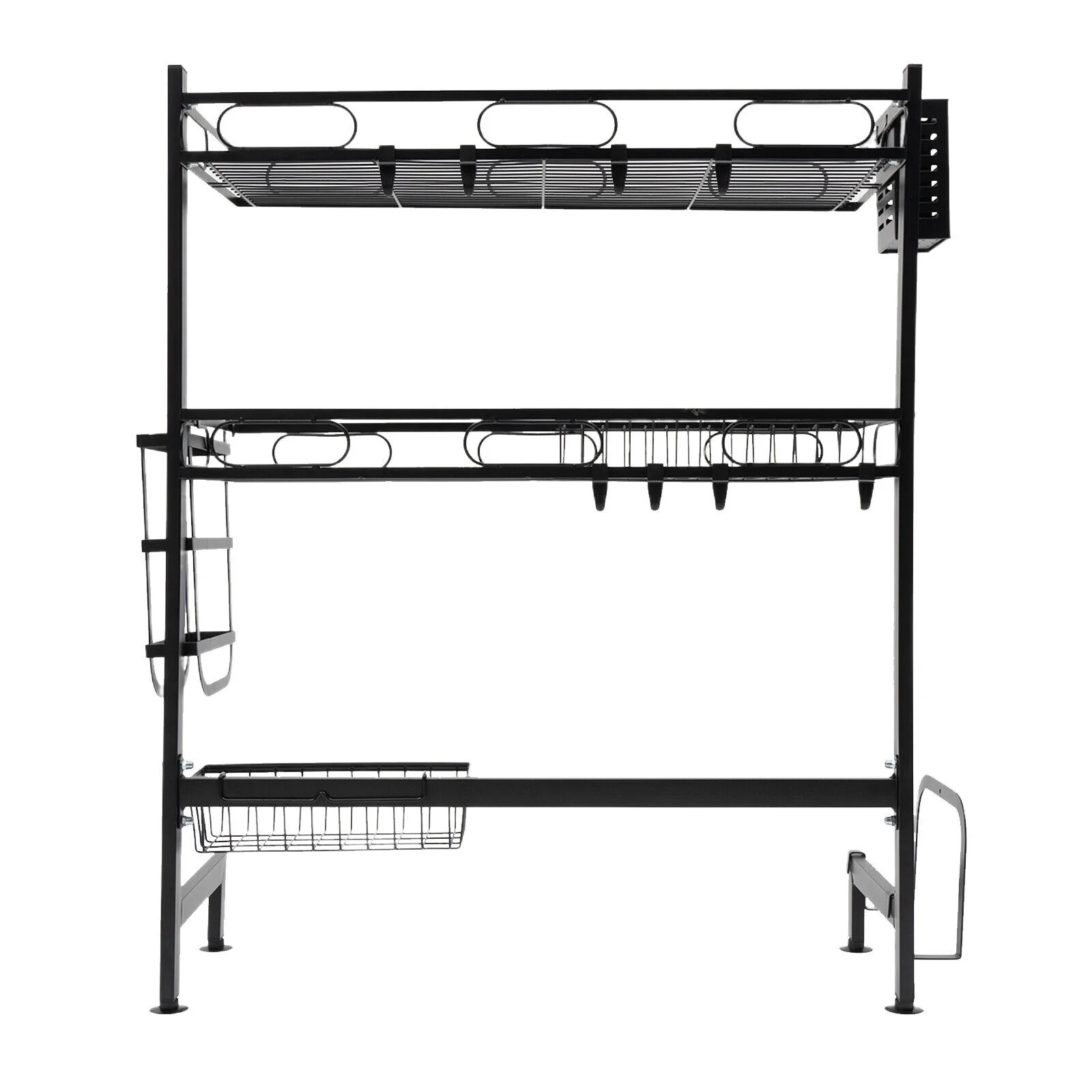 2-tiers Over-the-sink Adjustable Large 24.4'' Dish Drying Rack Large Drainage Multifunctional Kitchen Rack