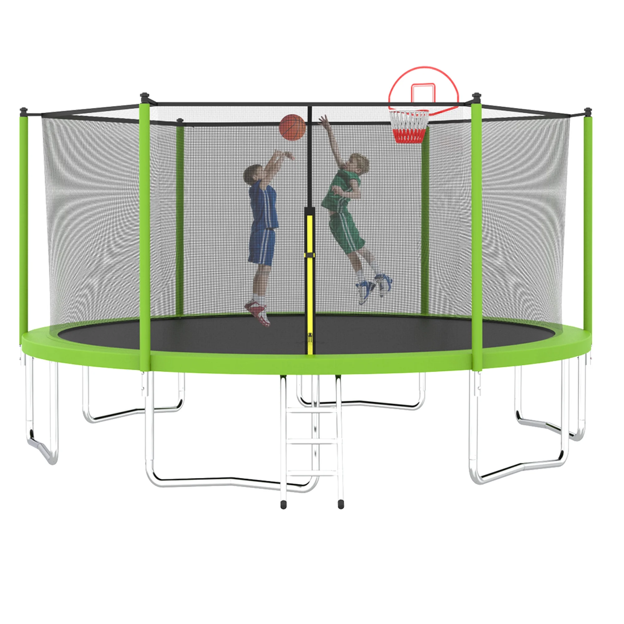 EUROCO 1300LB 15FT Trampoline for Adults and Kids, Trampoline with Enclosure ,Ladder,Basketball Hoop,Heavy Duty Recreational Trampoline Capacity for 7-8 Kids