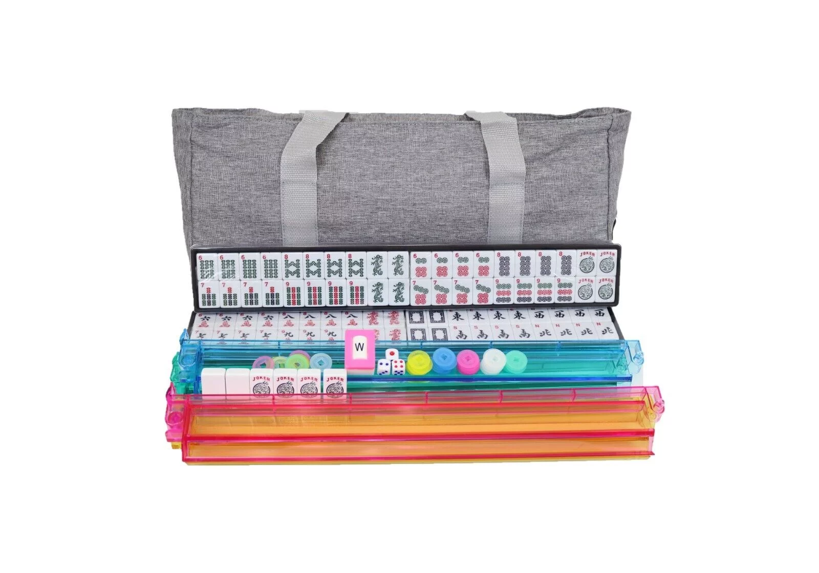 166 Tiles American Mahjong Set / 4 All in one Color Pushers/Racks Easy Carry