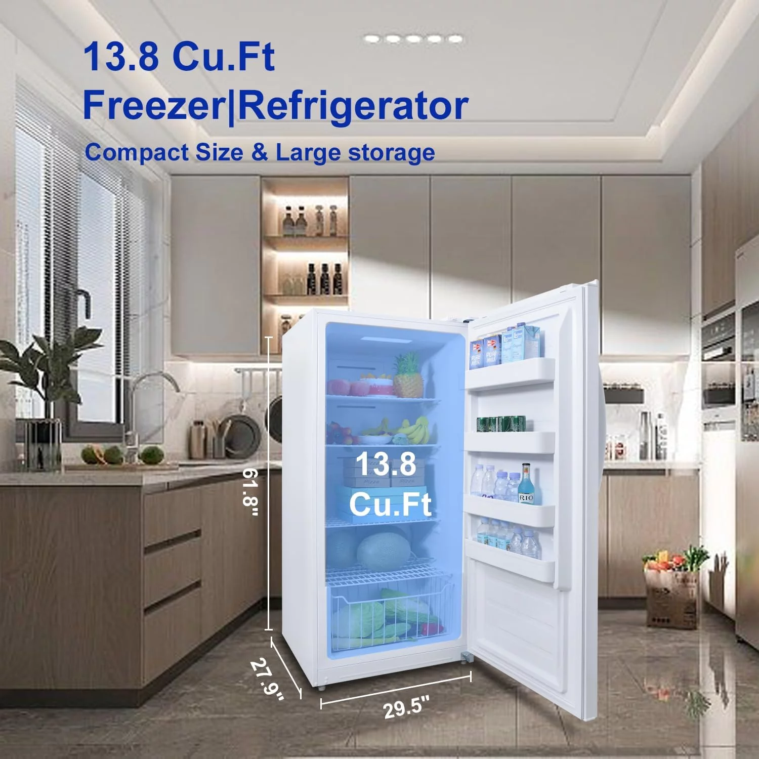 SMAD 13.8 Cu ft Upright Convertible Freezer Refrigerator, Single Door for Home Kitchen Restaurant