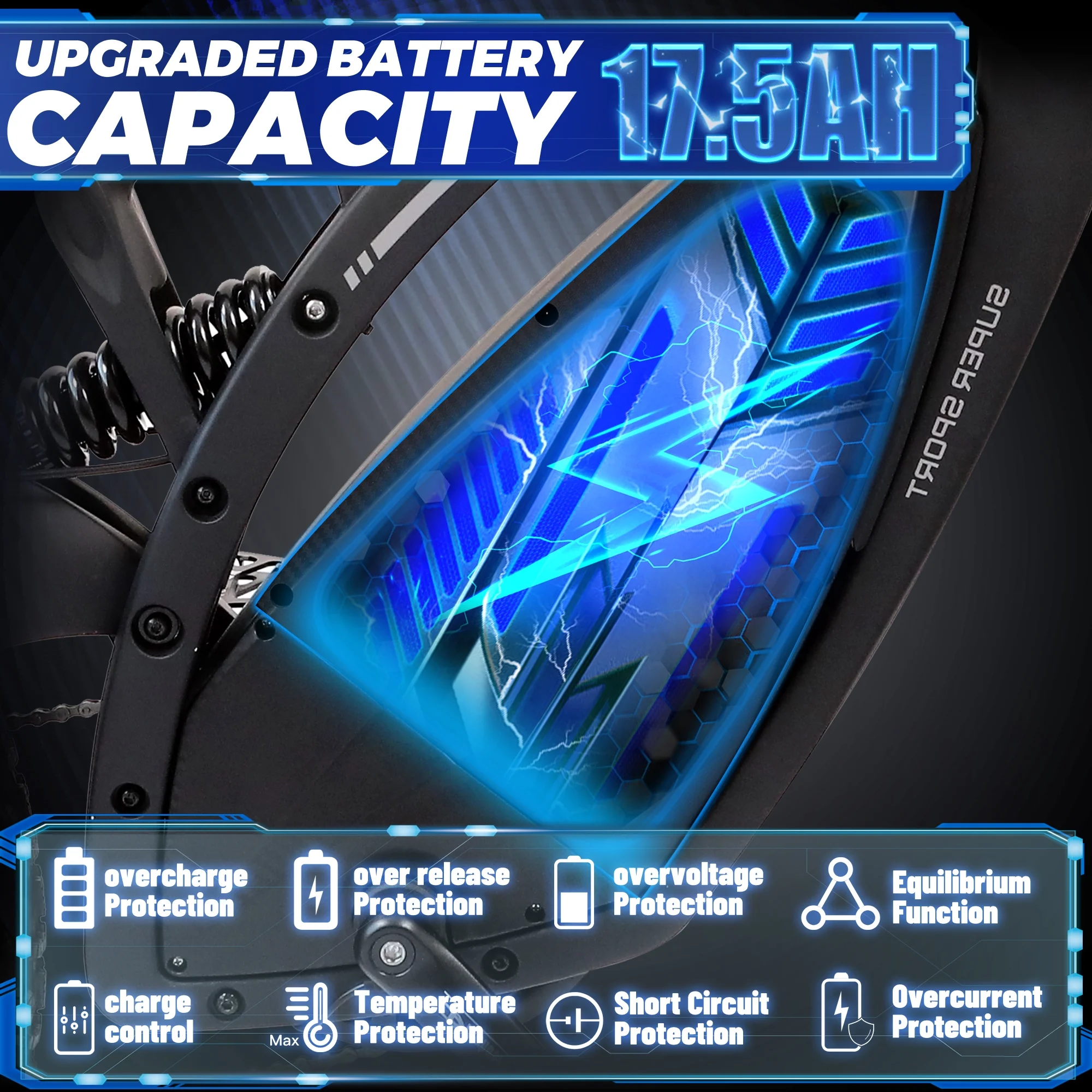 Ecotric 750 W Electric MTB Bike 18 Ah 48 V Battery 26 x 4.8 In. Fat Tire Full Suspension Fork Aluminum Frame Men's Mountain Bike Beach E-Bike Snow Bicycle for Adults A-E516646