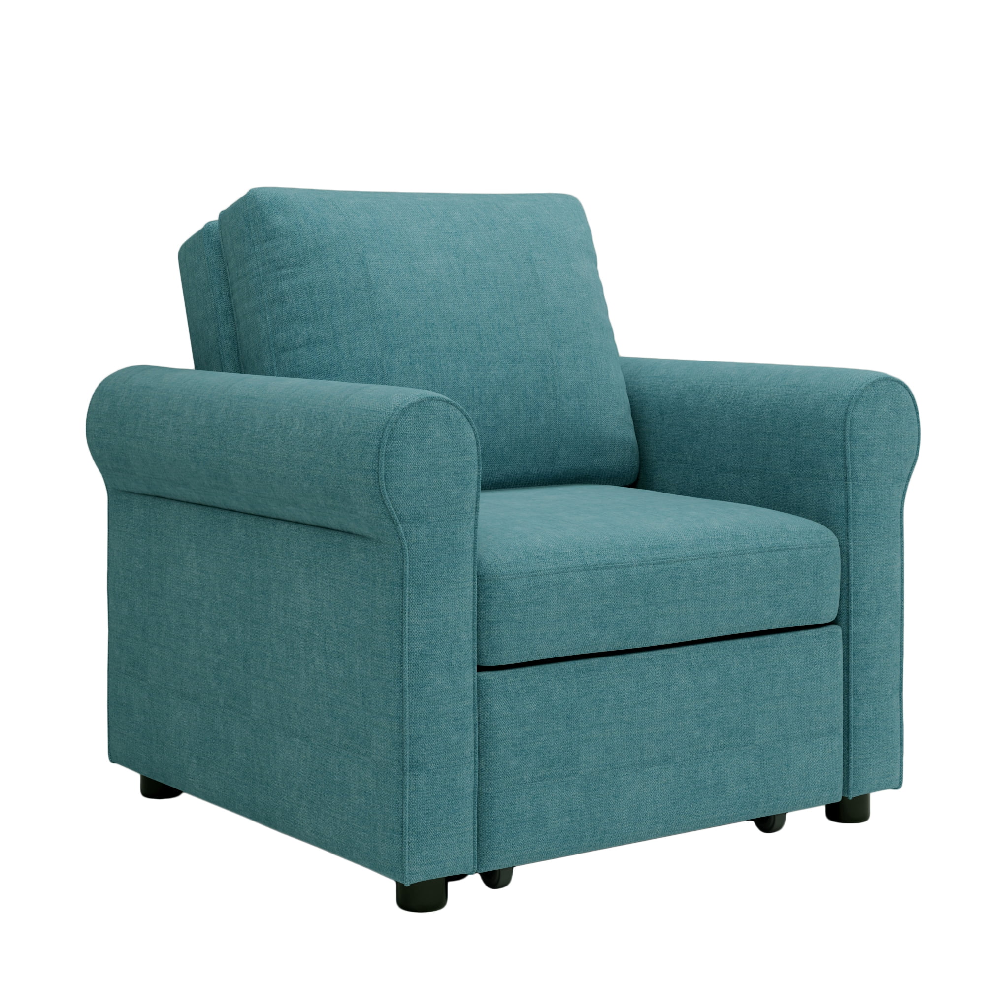 Modern Style 3-in-1 Sofa Bed Chair, Teal, Convertible Sleeper Chair Bed, Metal Frame, High Density Foam