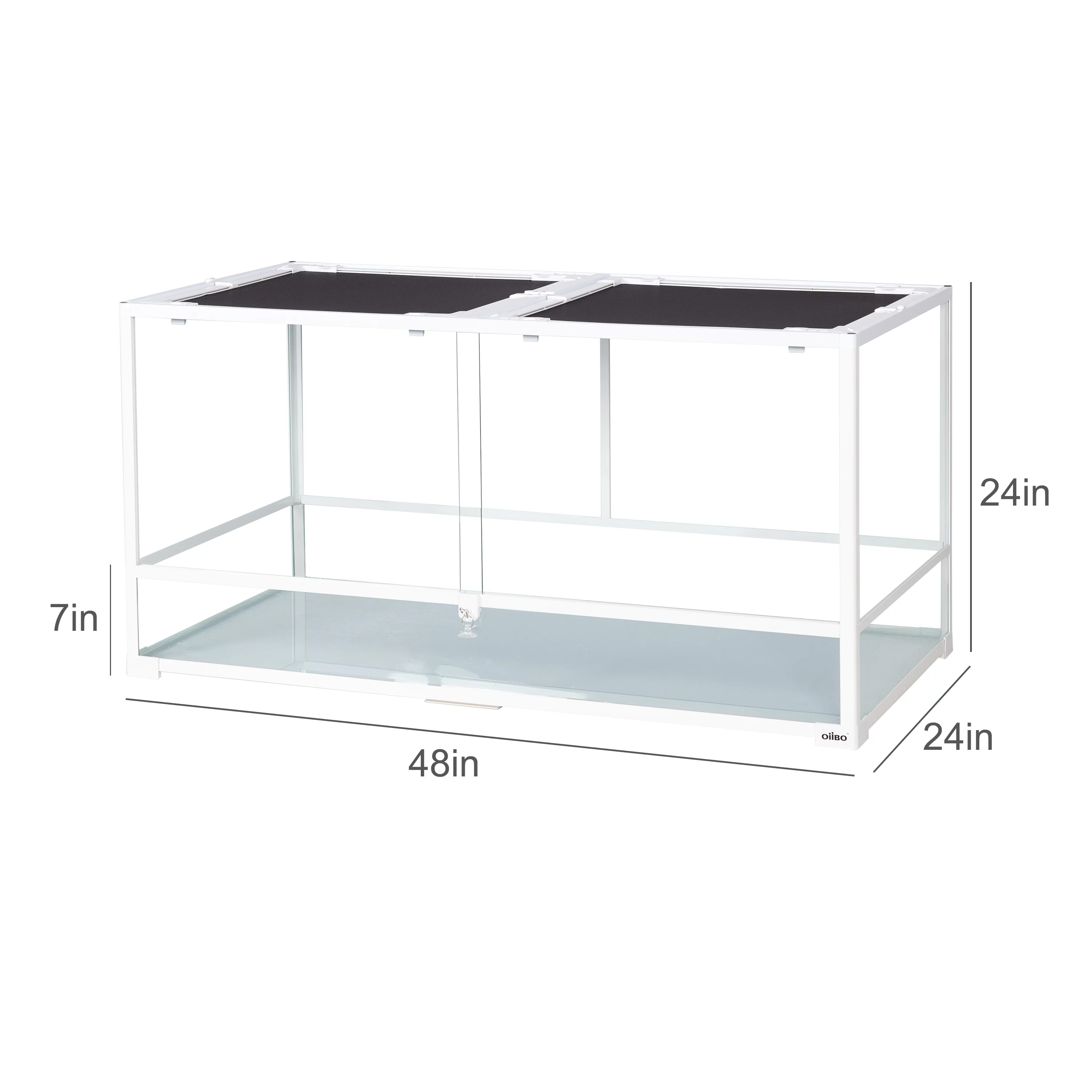 OiiBO 120 Gallon Reptile Large Terrarium Upgrade Glass Front Opening Tank Sliding Door with Screen Ventilation 48